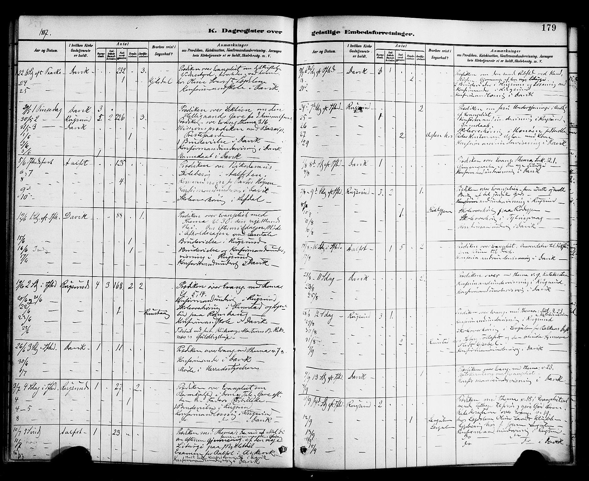 Davik sokneprestembete, AV/SAB-A-79701/H/Haa/Haab/L0001: Parish register (official) no. B 1, 1882-1900, p. 179