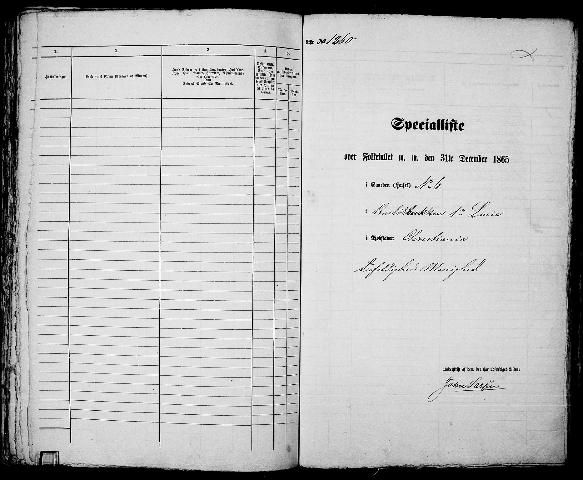 RA, 1865 census for Kristiania, 1865, p. 3080