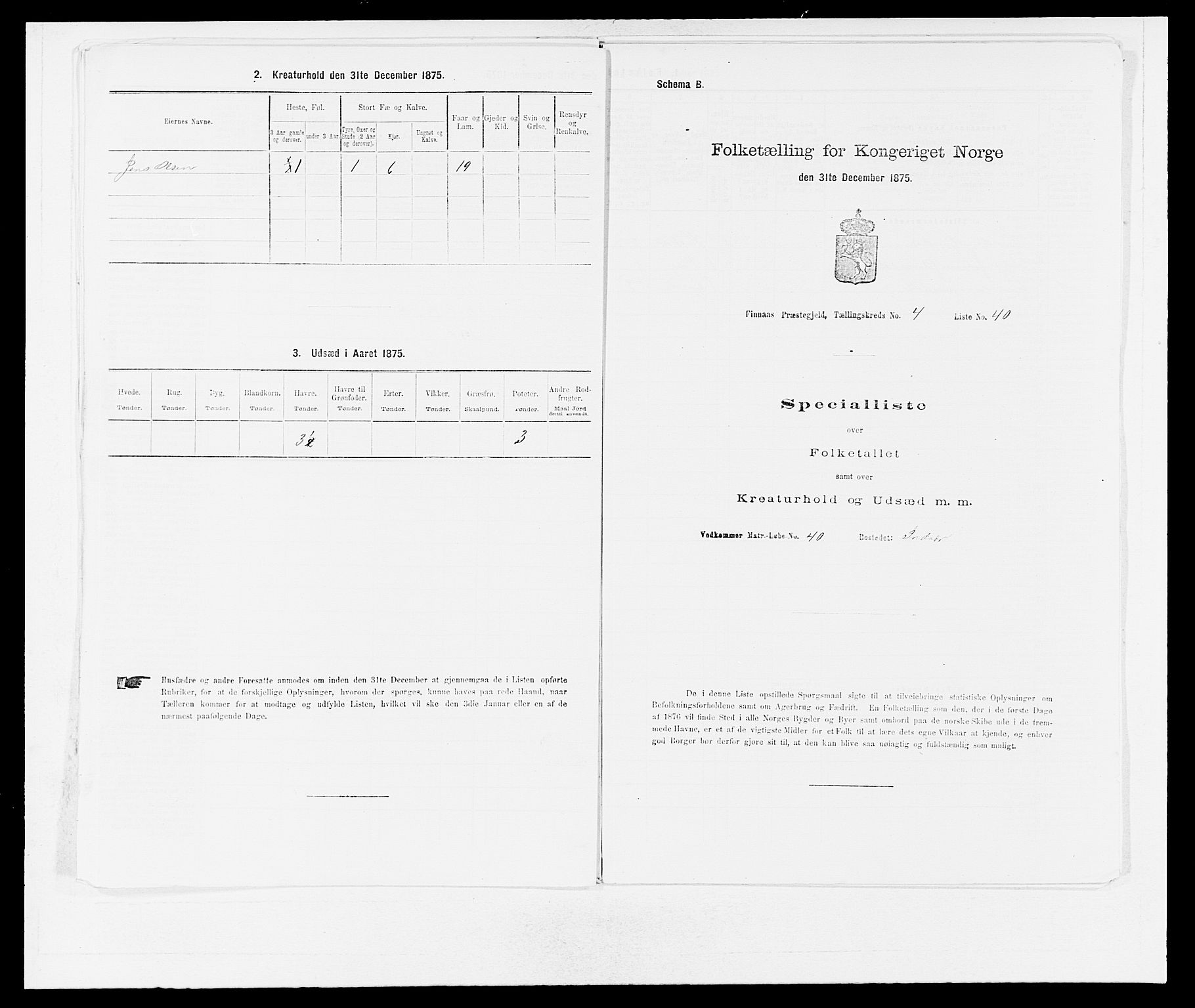 SAB, 1875 census for 1218P Finnås, 1875, p. 600