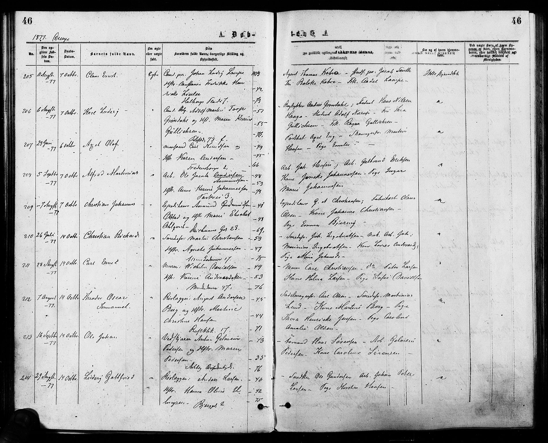 Trefoldighet prestekontor Kirkebøker, SAO/A-10882/F/Fa/L0004: Parish register (official) no. I 4, 1876-1880, p. 46