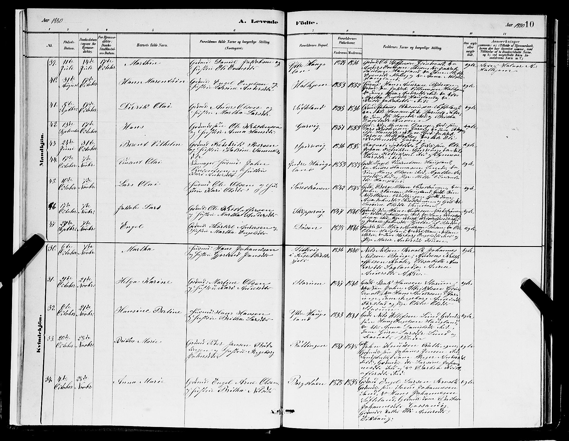 Os sokneprestembete, AV/SAB-A-99929: Parish register (copy) no. A 2, 1880-1896, p. 10