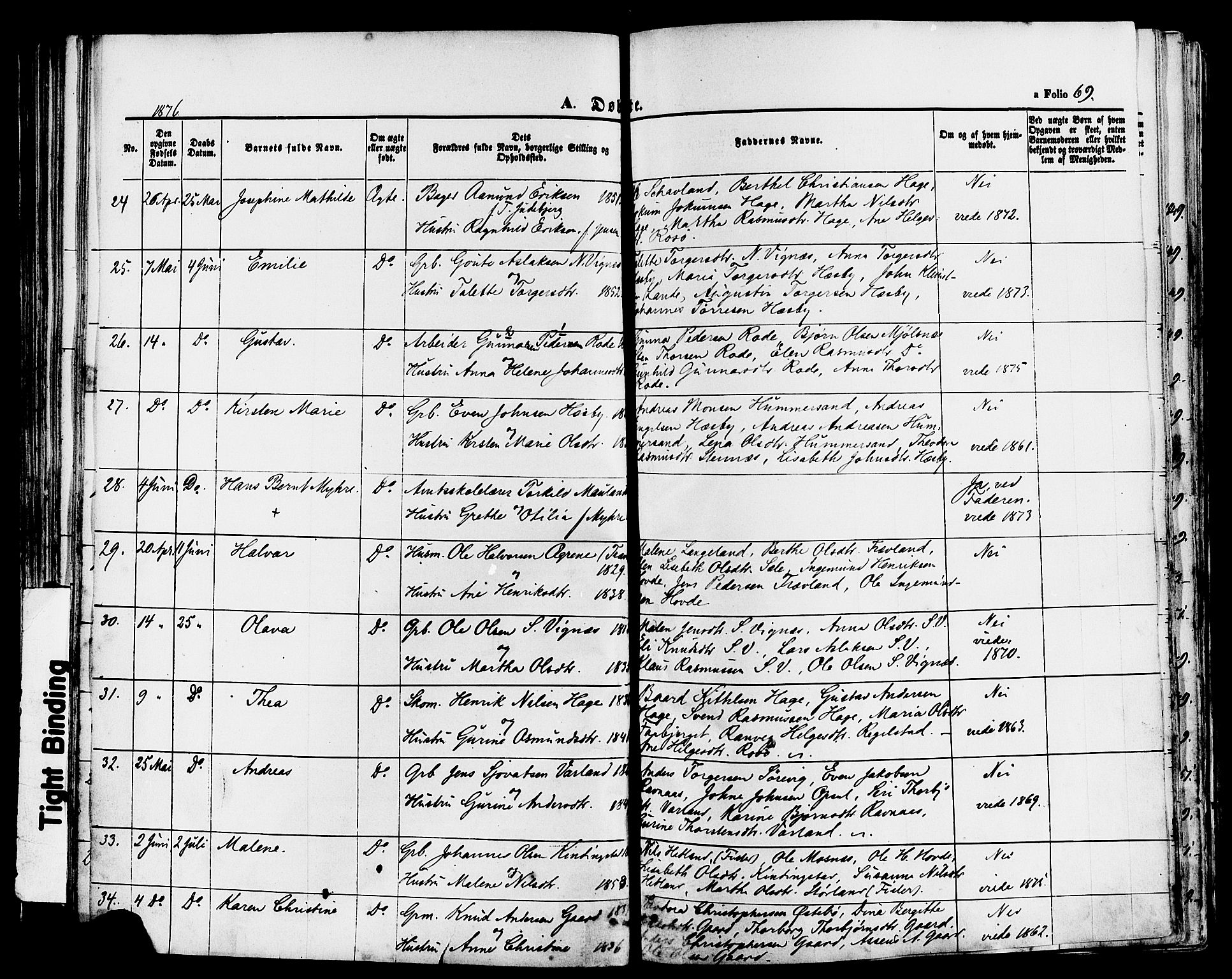 Finnøy sokneprestkontor, AV/SAST-A-101825/H/Ha/Haa/L0008: Parish register (official) no. A 8, 1863-1878, p. 69