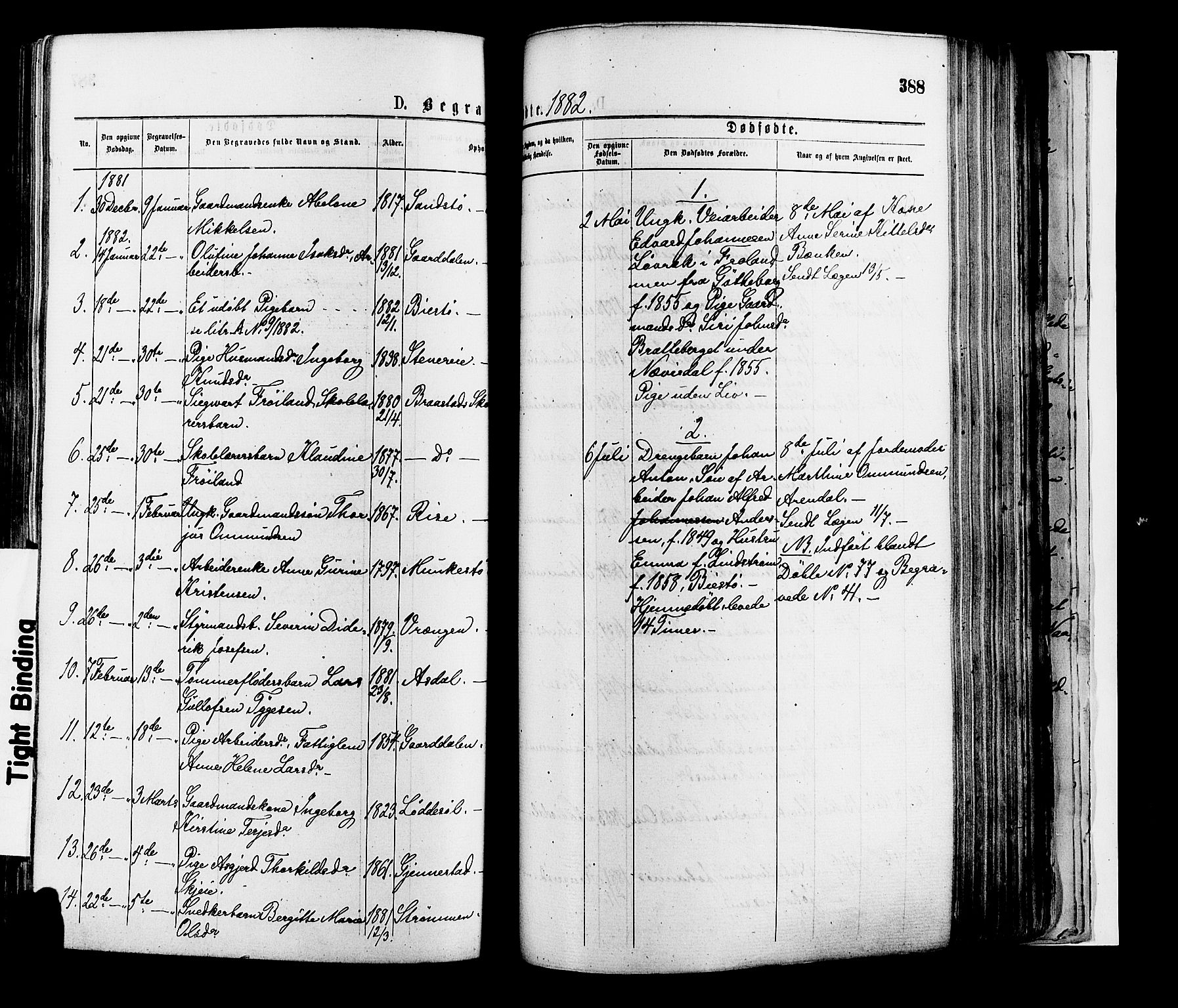 Øyestad sokneprestkontor, SAK/1111-0049/F/Fa/L0016: Parish register (official) no. A 16, 1874-1886, p. 388