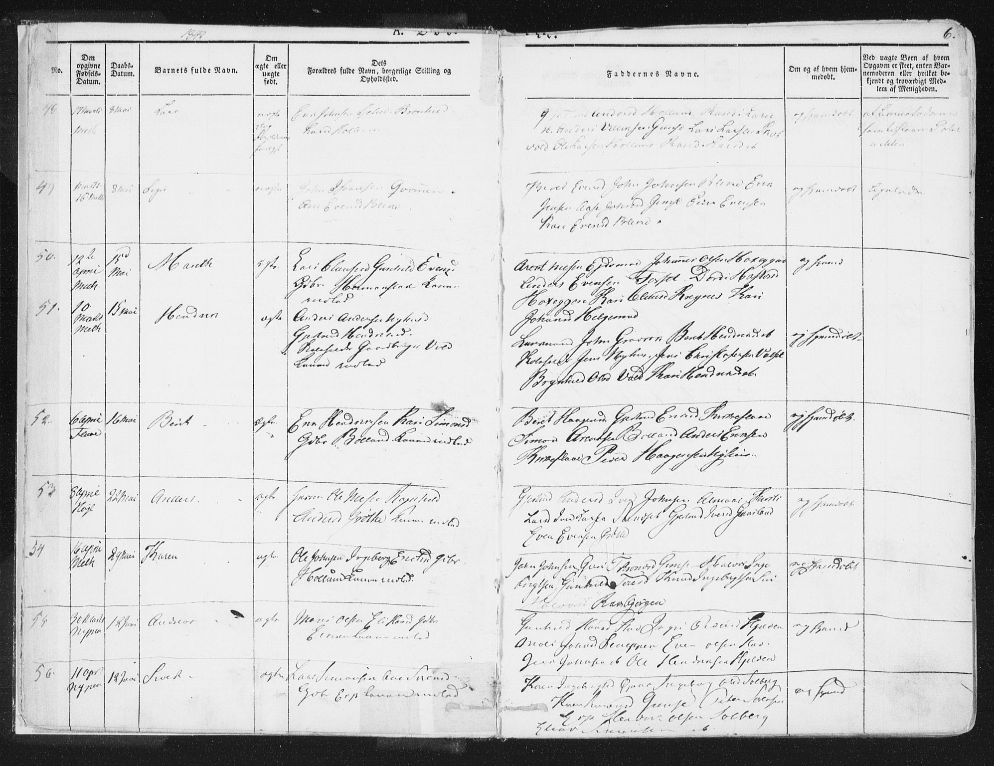 Ministerialprotokoller, klokkerbøker og fødselsregistre - Sør-Trøndelag, AV/SAT-A-1456/691/L1074: Parish register (official) no. 691A06, 1842-1852, p. 6