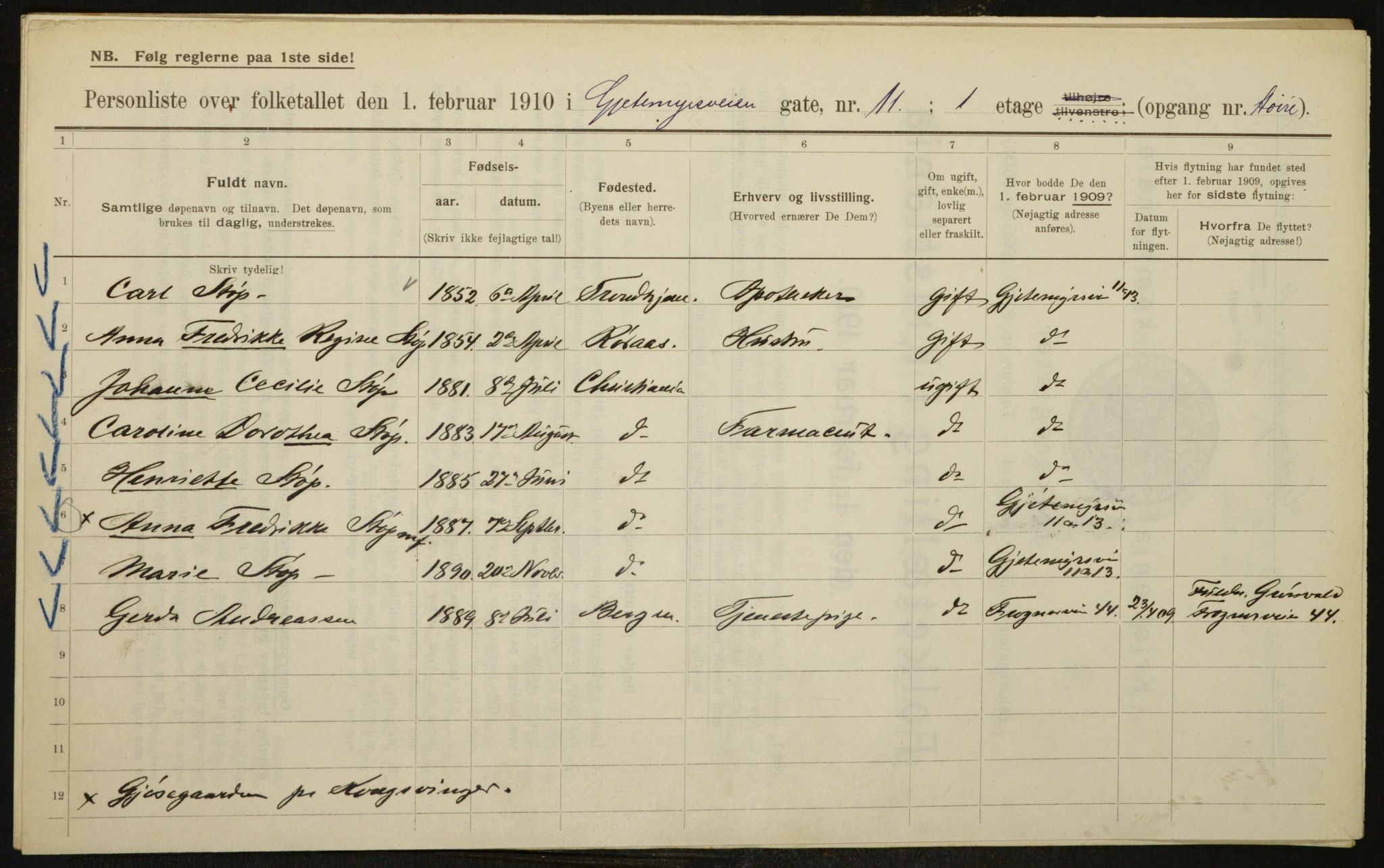 OBA, Municipal Census 1910 for Kristiania, 1910, p. 27341