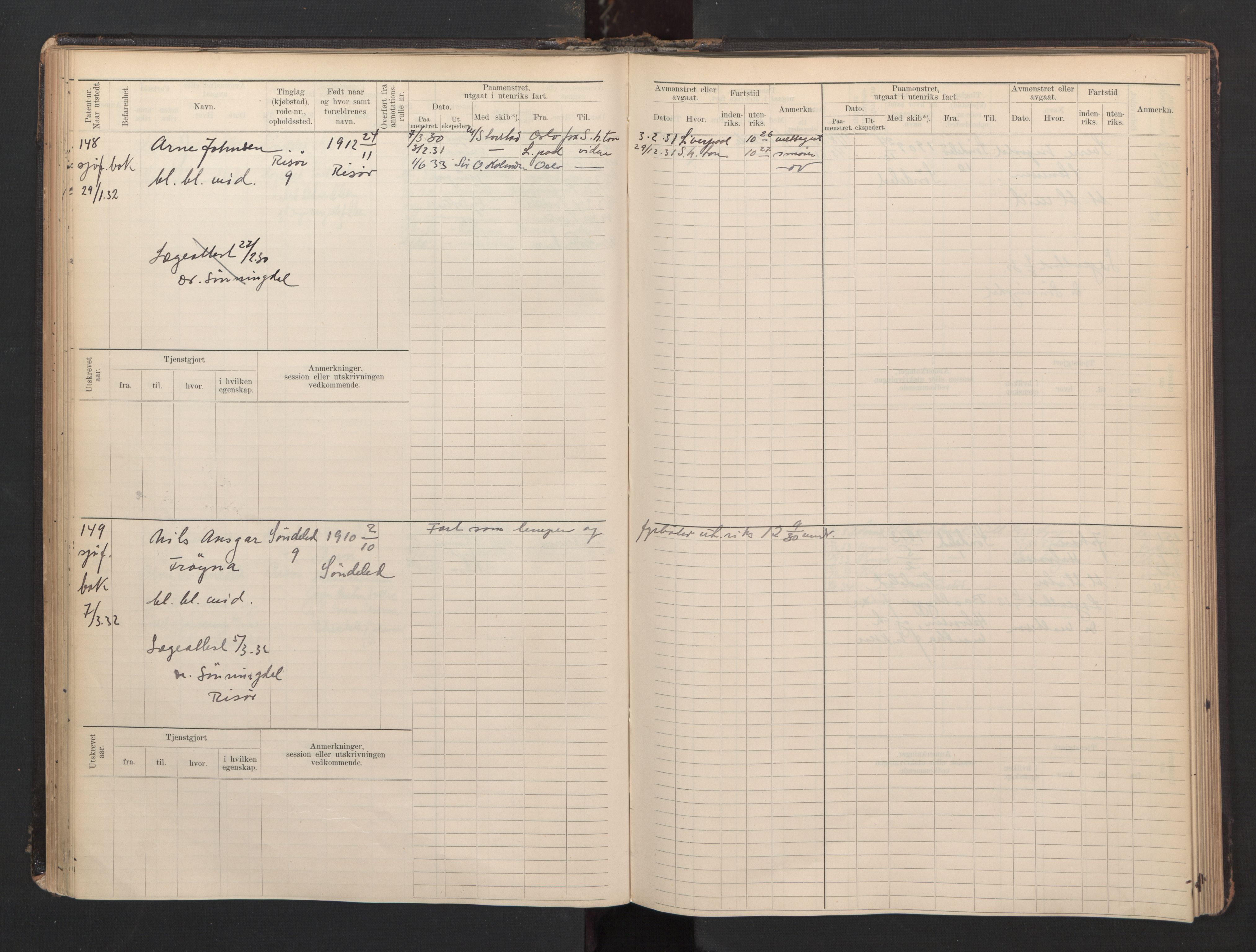 Risør mønstringskrets, AV/SAK-2031-0010/F/Fb/L0007: Hovedrulle B nr 1-265, Q-7, 1894-1948, p. 78