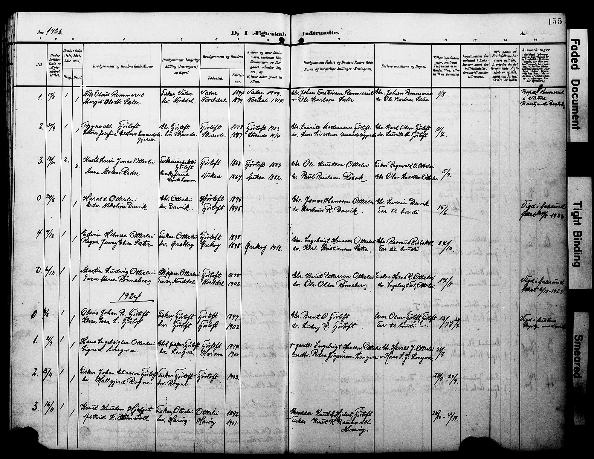 Ministerialprotokoller, klokkerbøker og fødselsregistre - Møre og Romsdal, AV/SAT-A-1454/538/L0524: Parish register (copy) no. 538C02, 1901-1931, p. 155