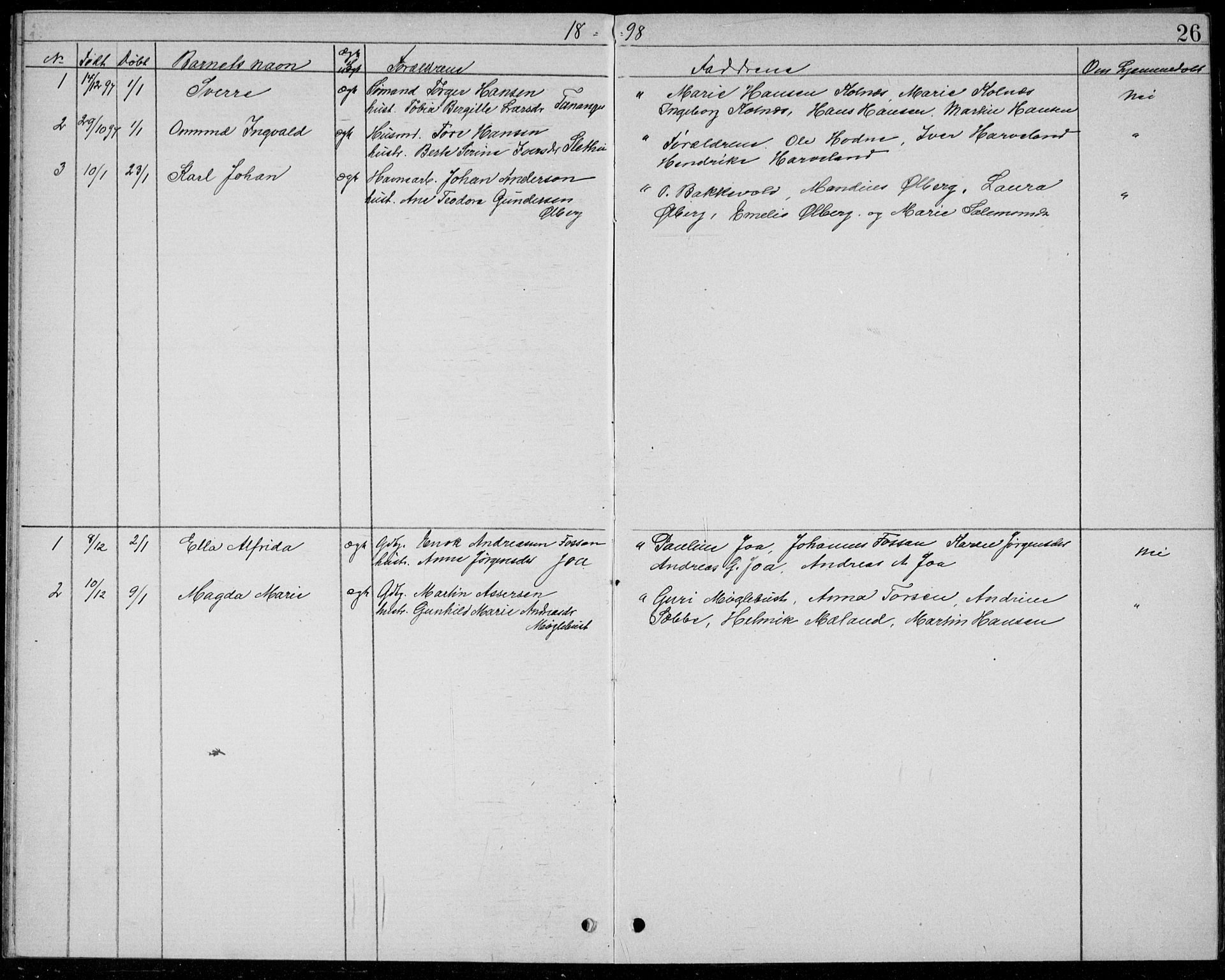 Håland sokneprestkontor, AV/SAST-A-101802/001/30BB/L0004: Parish register (copy) no. B 4, 1893-1898, p. 26