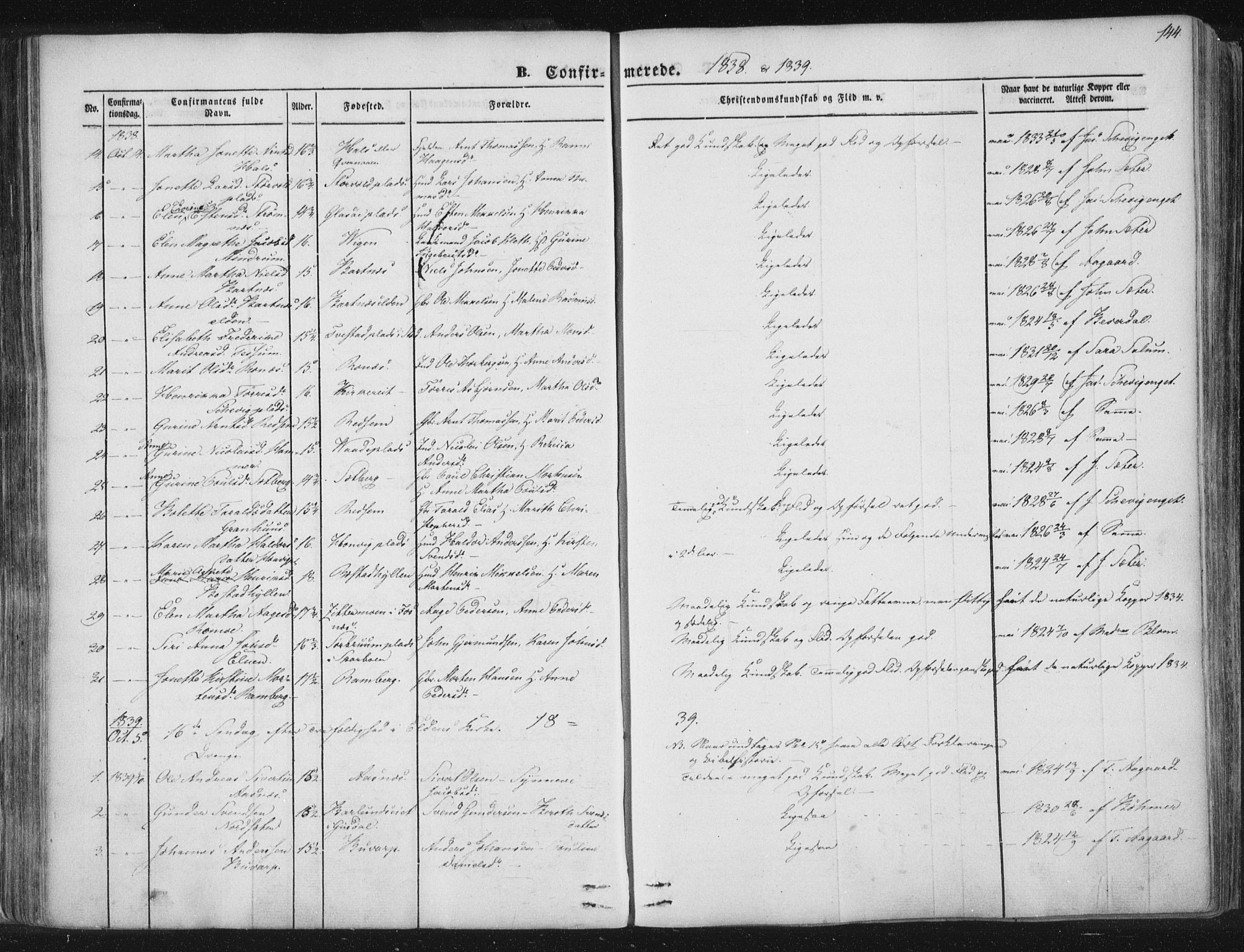 Ministerialprotokoller, klokkerbøker og fødselsregistre - Nord-Trøndelag, AV/SAT-A-1458/741/L0392: Parish register (official) no. 741A06, 1836-1848, p. 144