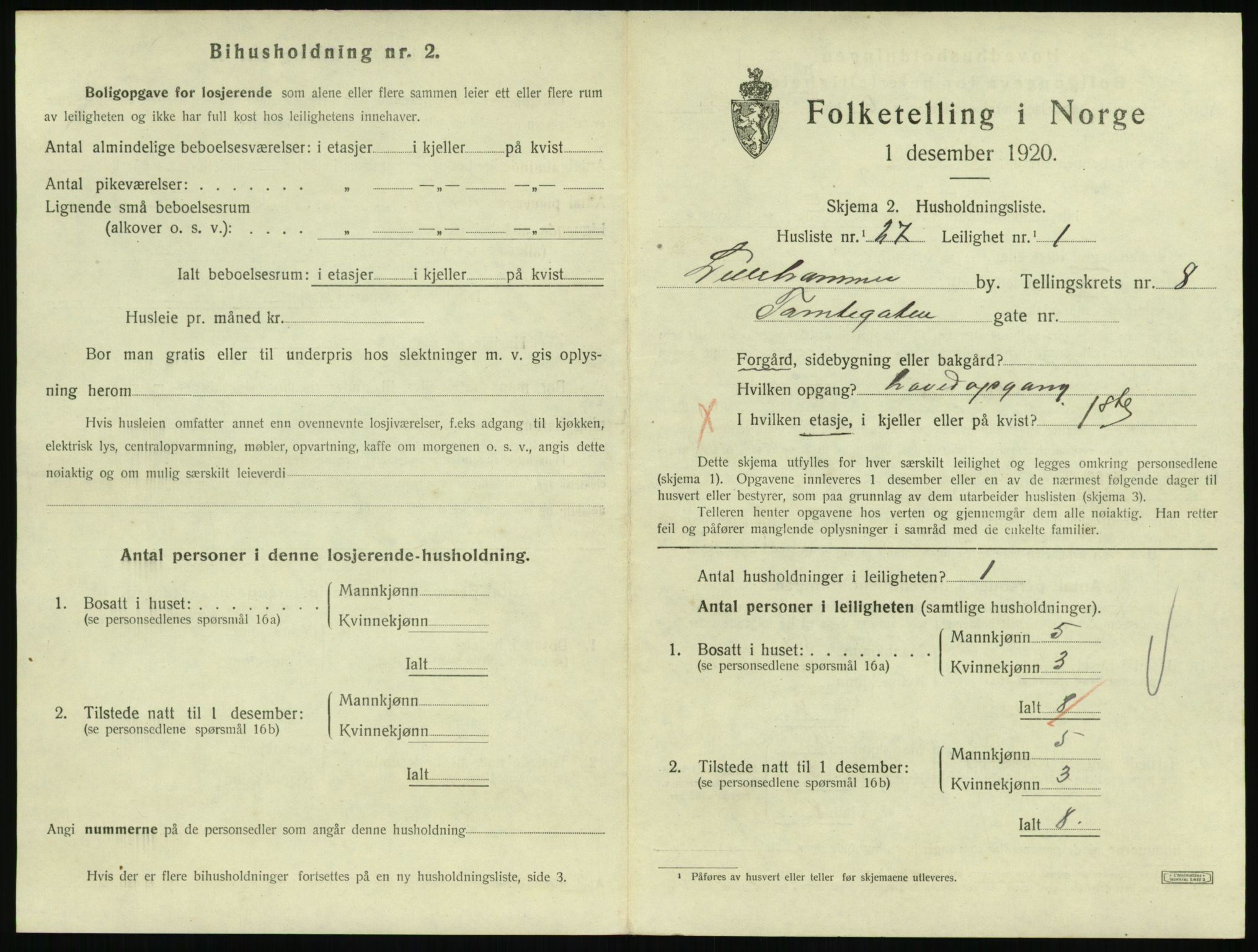 SAH, 1920 census for Lillehammer, 1920, p. 2932