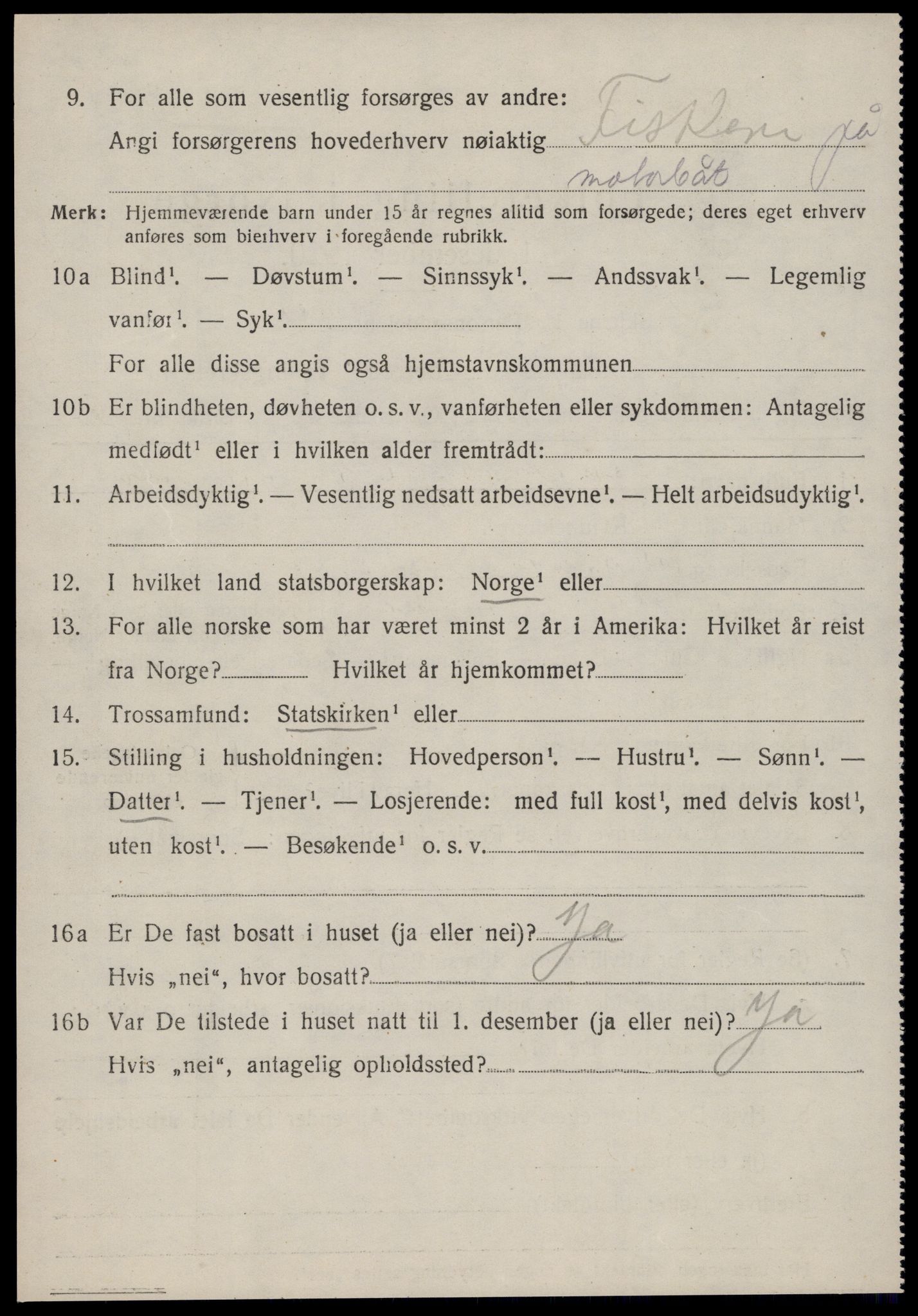 SAT, 1920 census for Sandøy, 1920, p. 2299