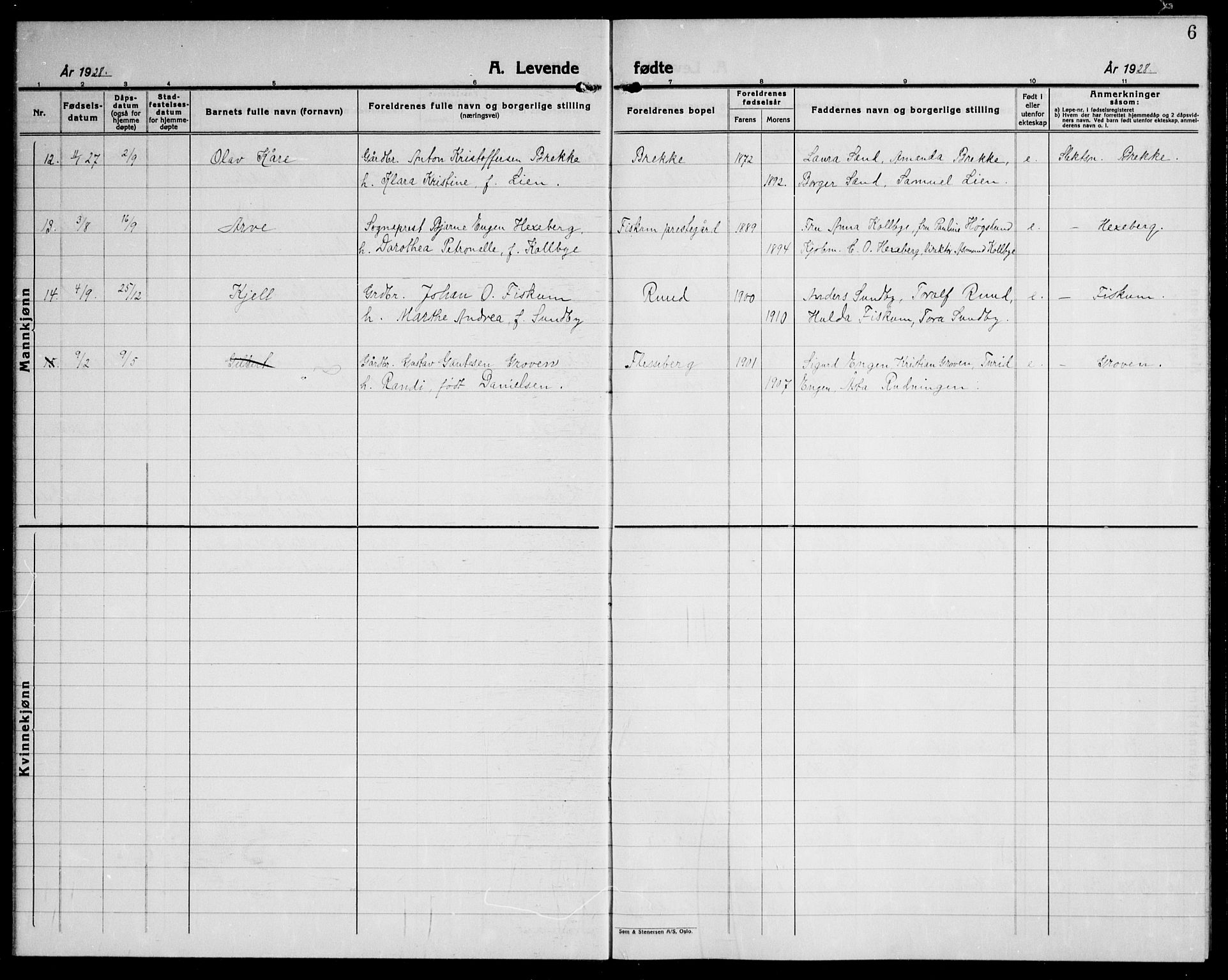 Fiskum kirkebøker, AV/SAKO-A-15/G/Ga/L0007: Parish register (copy) no. 7, 1928-1945, p. 6