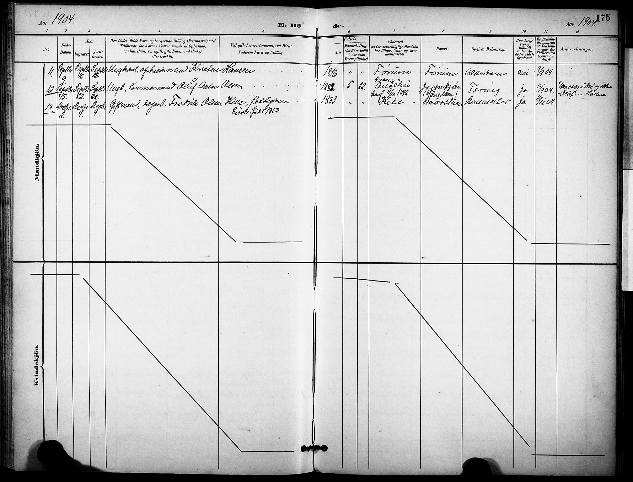 Ramnes kirkebøker, AV/SAKO-A-314/F/Fa/L0008: Parish register (official) no. I 8, 1896-1913, p. 175