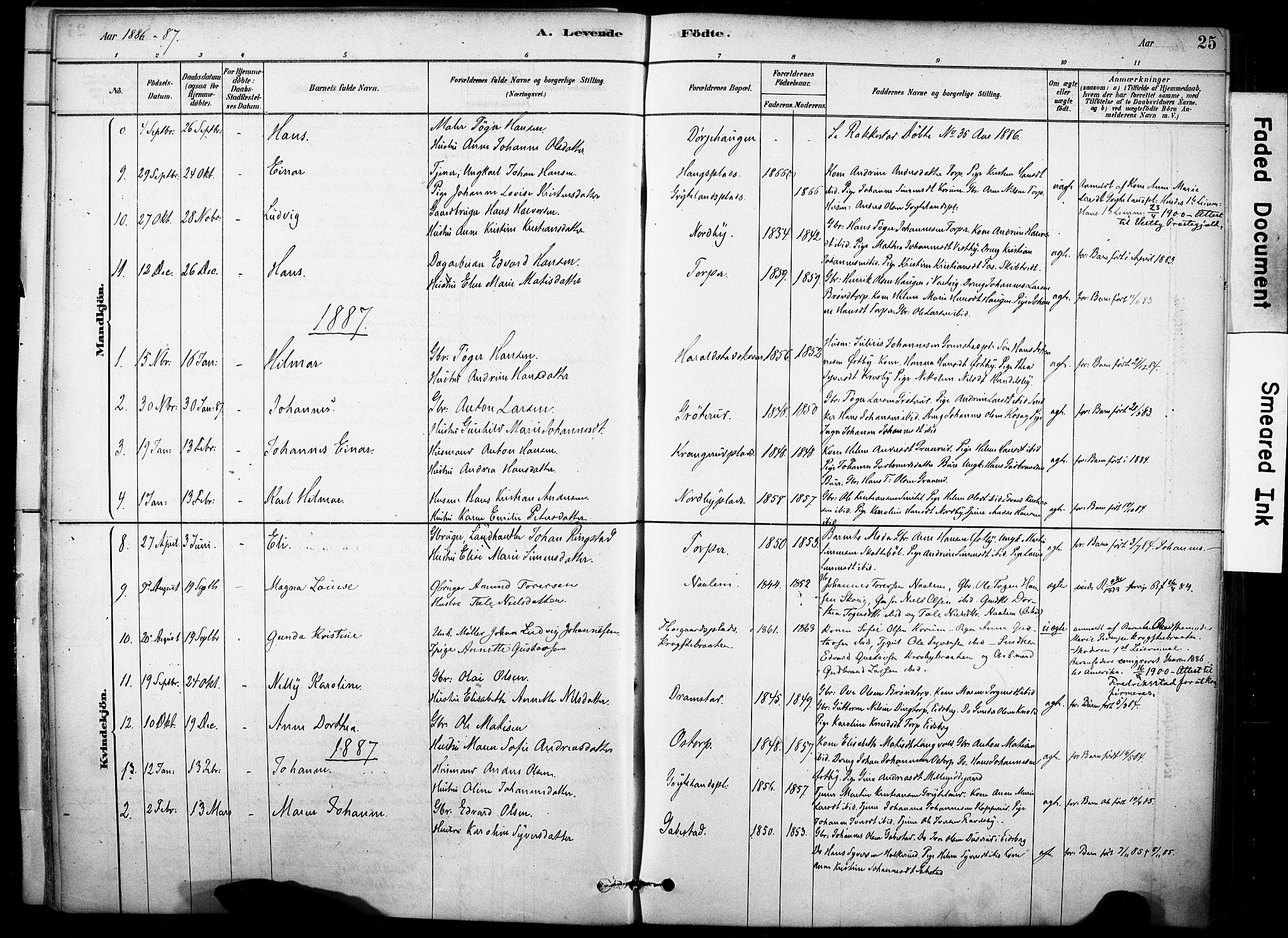 Rakkestad prestekontor Kirkebøker, AV/SAO-A-2008/F/Fc/L0001: Parish register (official) no. III 1, 1878-1905, p. 25