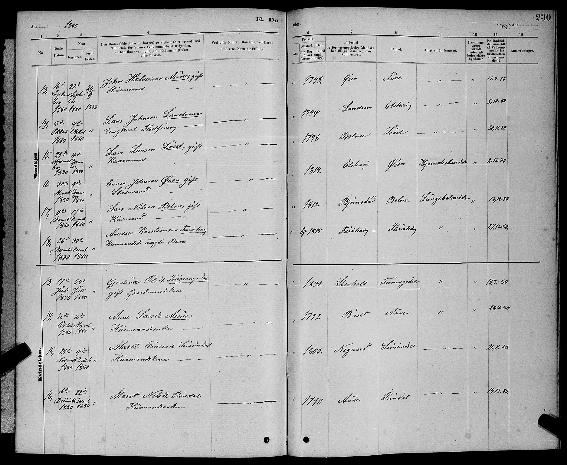 Ministerialprotokoller, klokkerbøker og fødselsregistre - Møre og Romsdal, AV/SAT-A-1454/598/L1077: Parish register (copy) no. 598C02, 1879-1891, p. 230