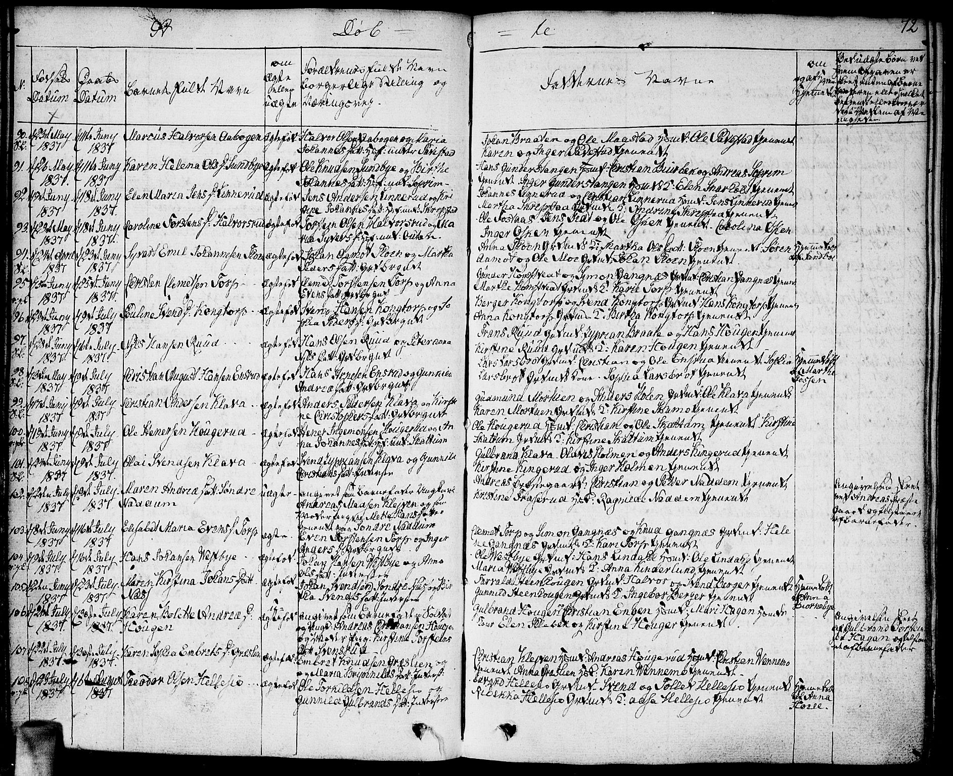 Høland prestekontor Kirkebøker, AV/SAO-A-10346a/F/Fa/L0008: Parish register (official) no. I 8, 1827-1845, p. 72