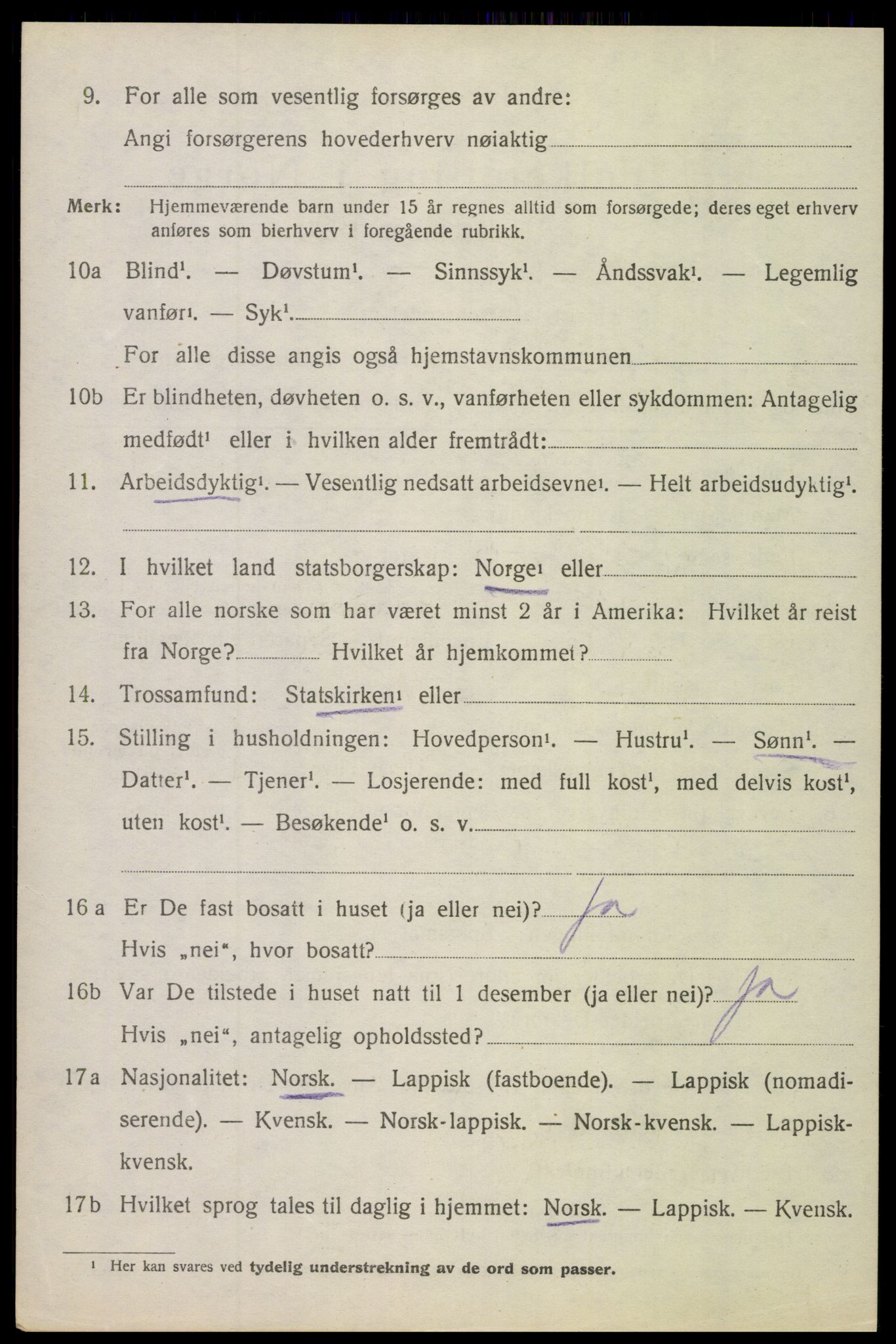 SAT, 1920 census for Evenes, 1920, p. 13639