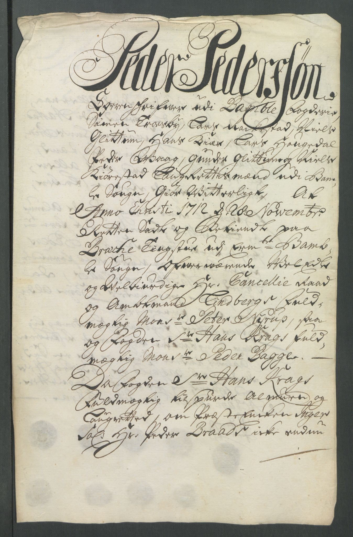 Rentekammeret inntil 1814, Reviderte regnskaper, Fogderegnskap, AV/RA-EA-4092/R36/L2123: Fogderegnskap Øvre og Nedre Telemark og Bamble, 1712, p. 265