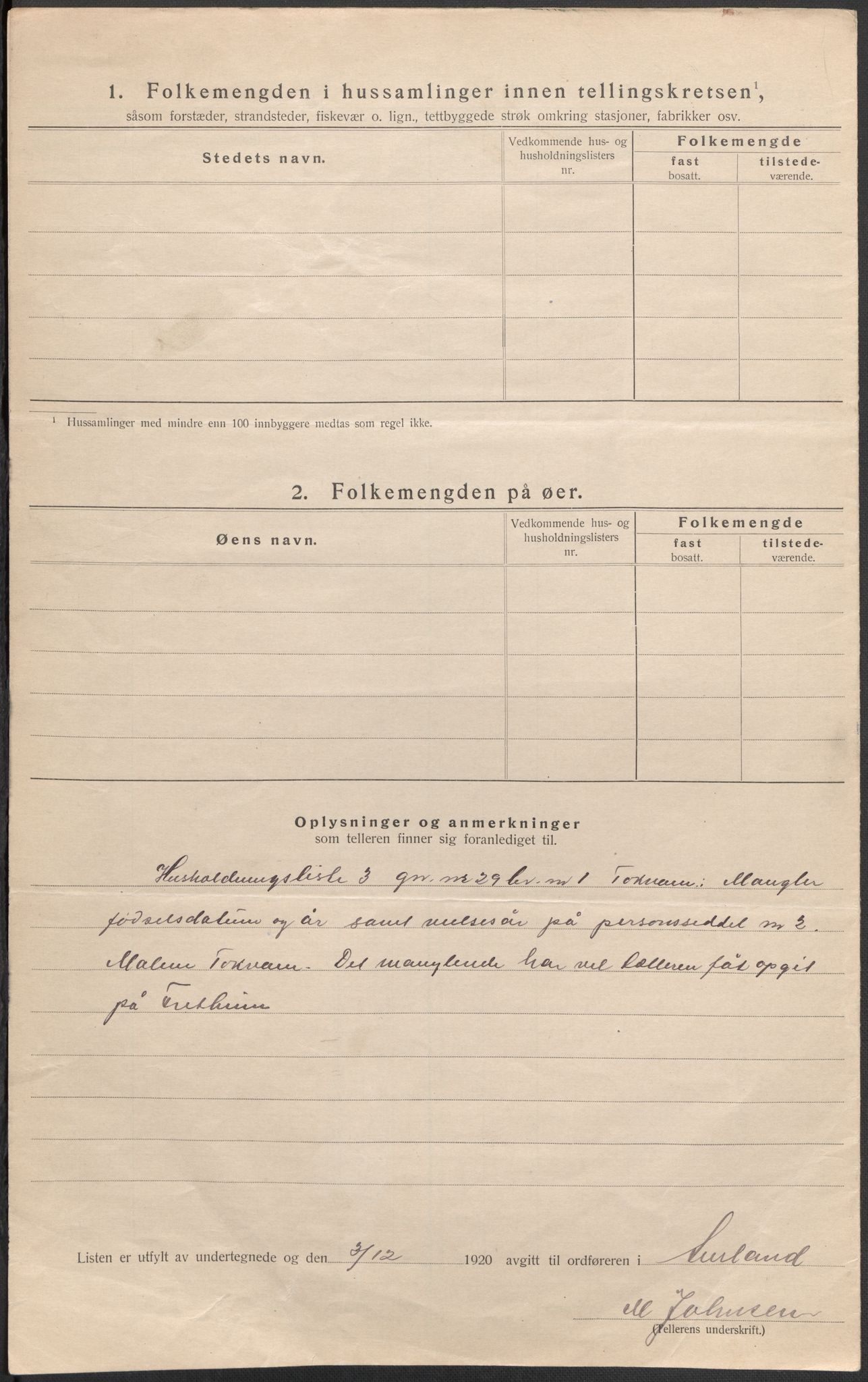 SAB, 1920 census for Aurland, 1920, p. 13