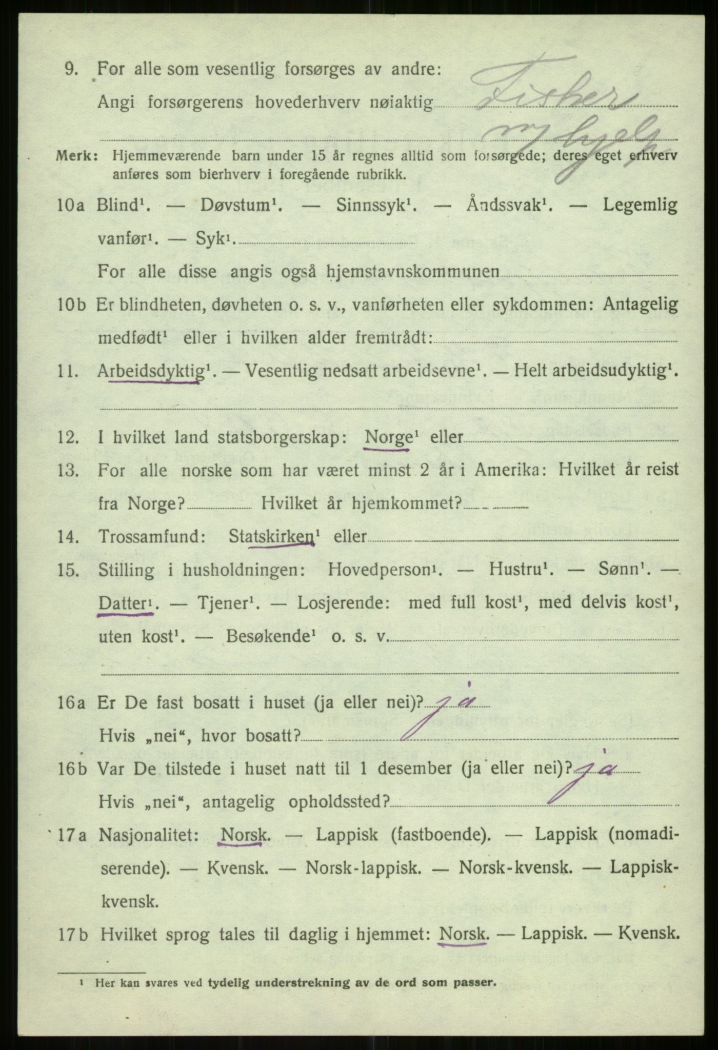 SATØ, 1920 census for Helgøy, 1920, p. 1522