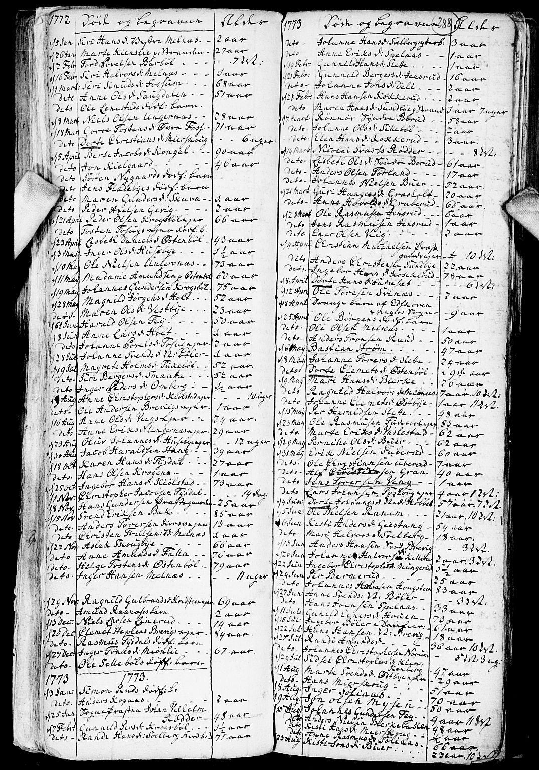 Enebakk prestekontor Kirkebøker, SAO/A-10171c/F/Fa/L0002: Parish register (official) no. I 2, 1755-1806, p. 287-288