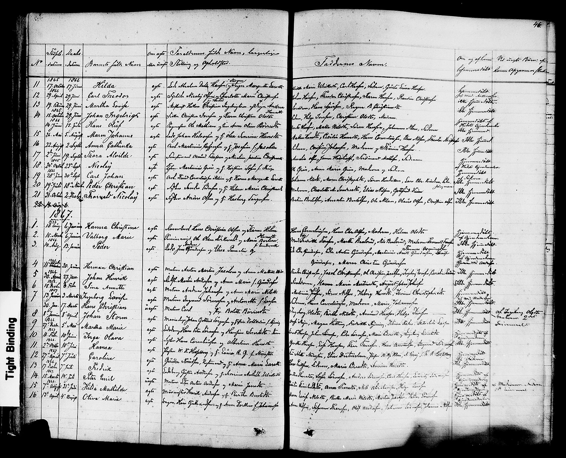 Stavern kirkebøker, SAKO/A-318/F/Fa/L0007: Parish register (official) no. 7, 1840-1877, p. 46