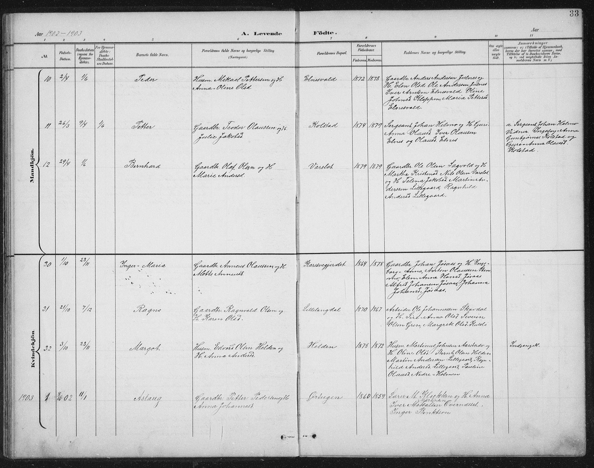 Ministerialprotokoller, klokkerbøker og fødselsregistre - Nord-Trøndelag, AV/SAT-A-1458/724/L0269: Parish register (copy) no. 724C05, 1899-1920, p. 33