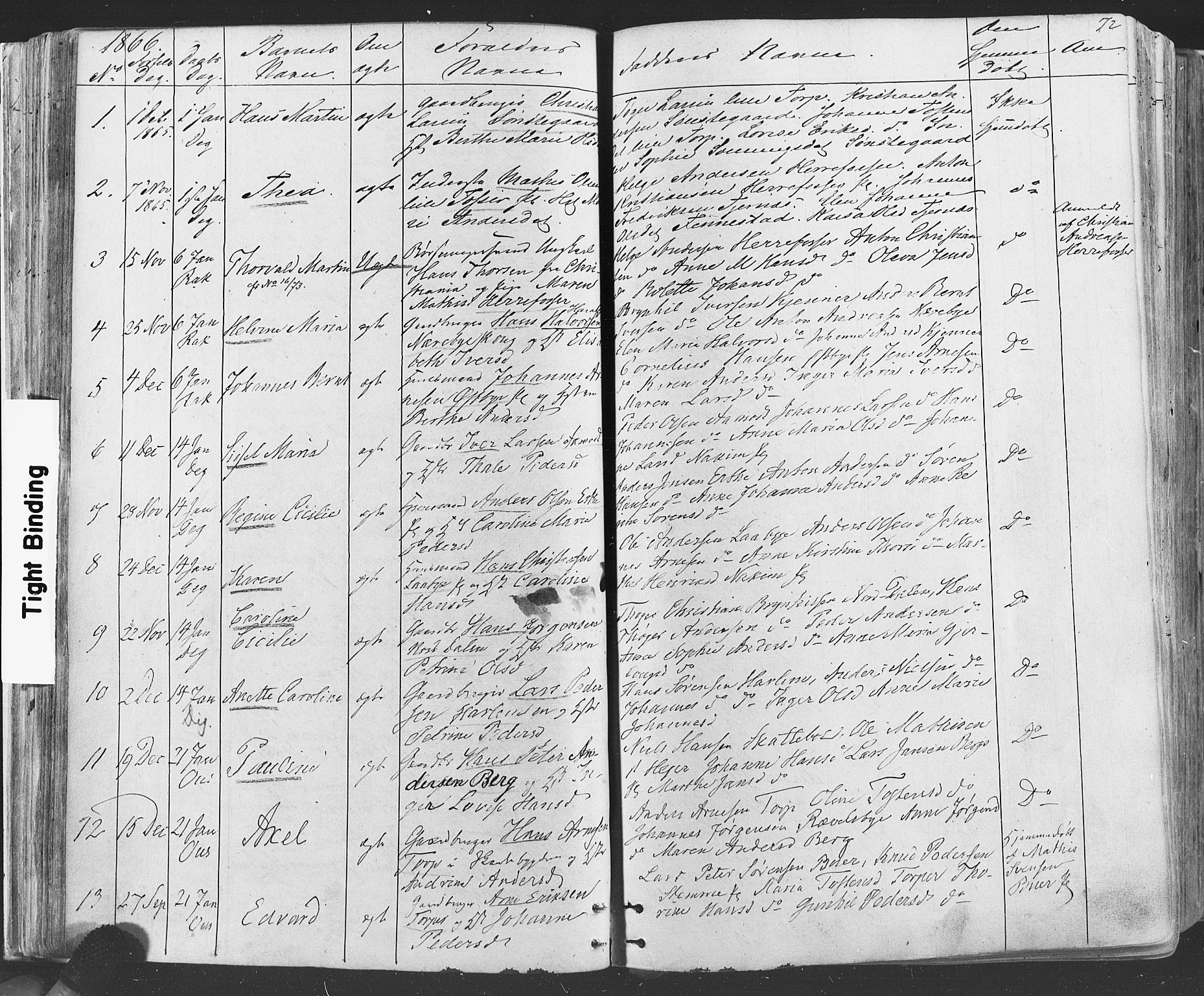 Rakkestad prestekontor Kirkebøker, SAO/A-2008/F/Fa/L0011: Parish register (official) no. I 11, 1862-1877, p. 72