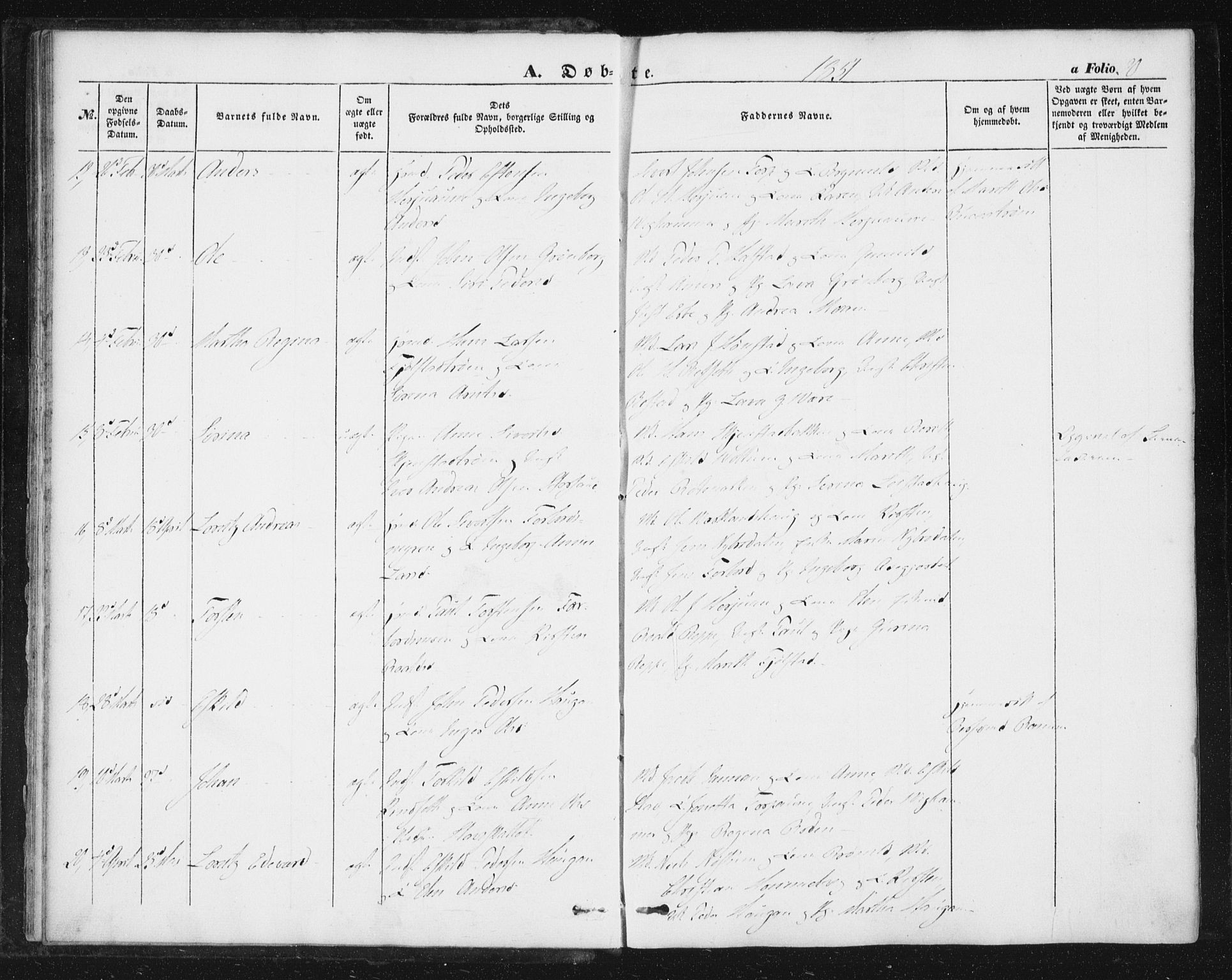 Ministerialprotokoller, klokkerbøker og fødselsregistre - Sør-Trøndelag, AV/SAT-A-1456/616/L0407: Parish register (official) no. 616A04, 1848-1856, p. 20