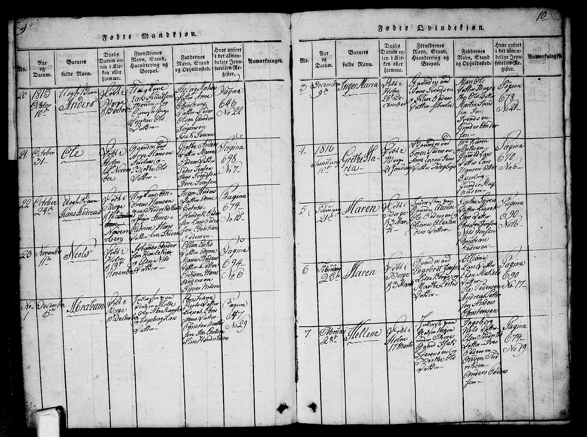 Borge prestekontor Kirkebøker, SAO/A-10903/G/Ga/L0001: Parish register (copy) no.  I 1, 1815-1835, p. 9-10