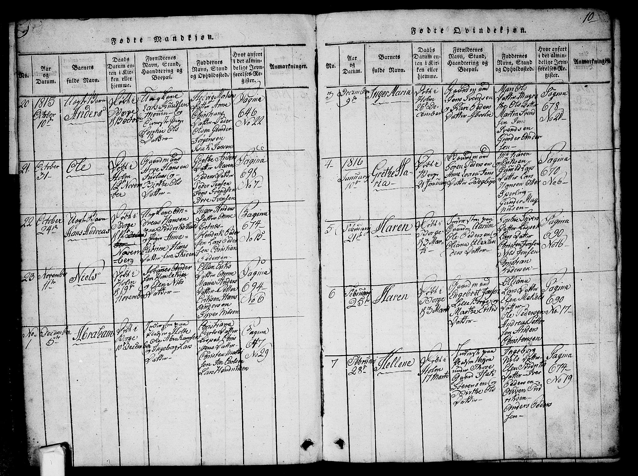 Borge prestekontor Kirkebøker, AV/SAO-A-10903/G/Ga/L0001: Parish register (copy) no.  I 1, 1815-1835, p. 9-10