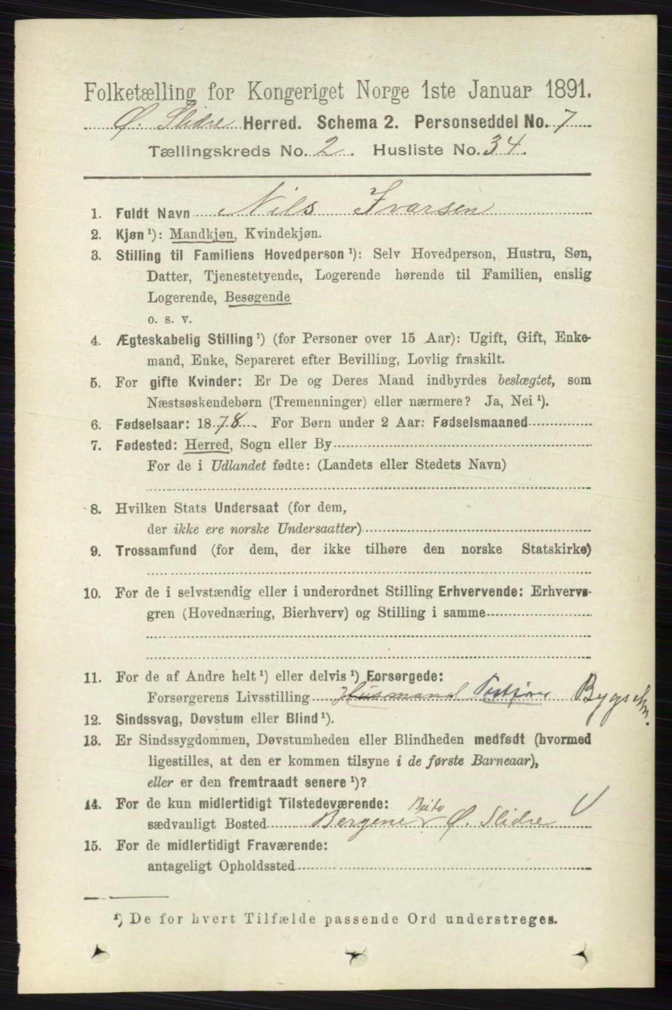 RA, 1891 census for 0544 Øystre Slidre, 1891, p. 440