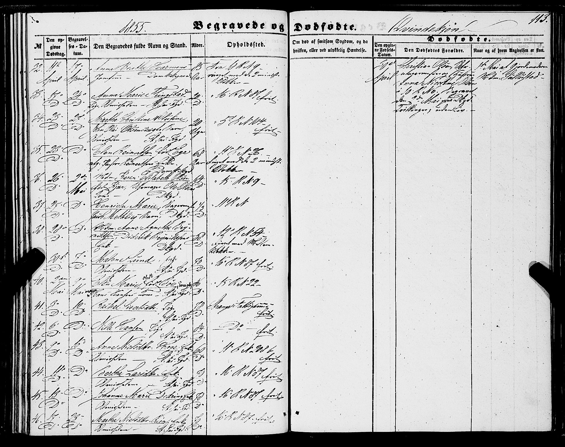 Domkirken sokneprestembete, AV/SAB-A-74801/H/Haa/L0041: Parish register (official) no. E 2, 1853-1863, p. 113