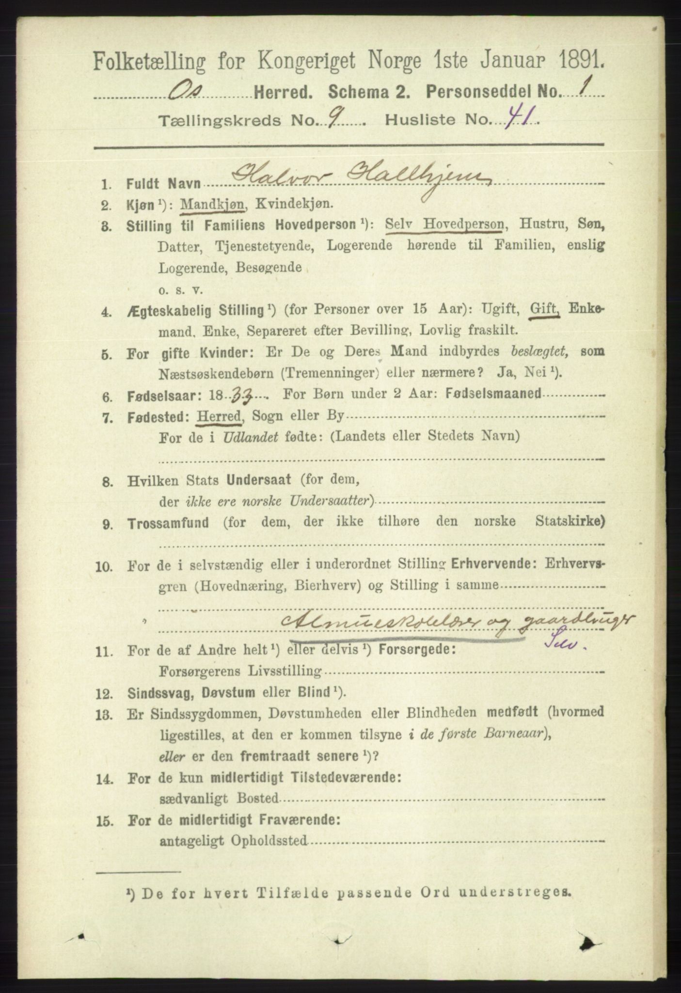 RA, 1891 census for 1243 Os, 1891, p. 2209