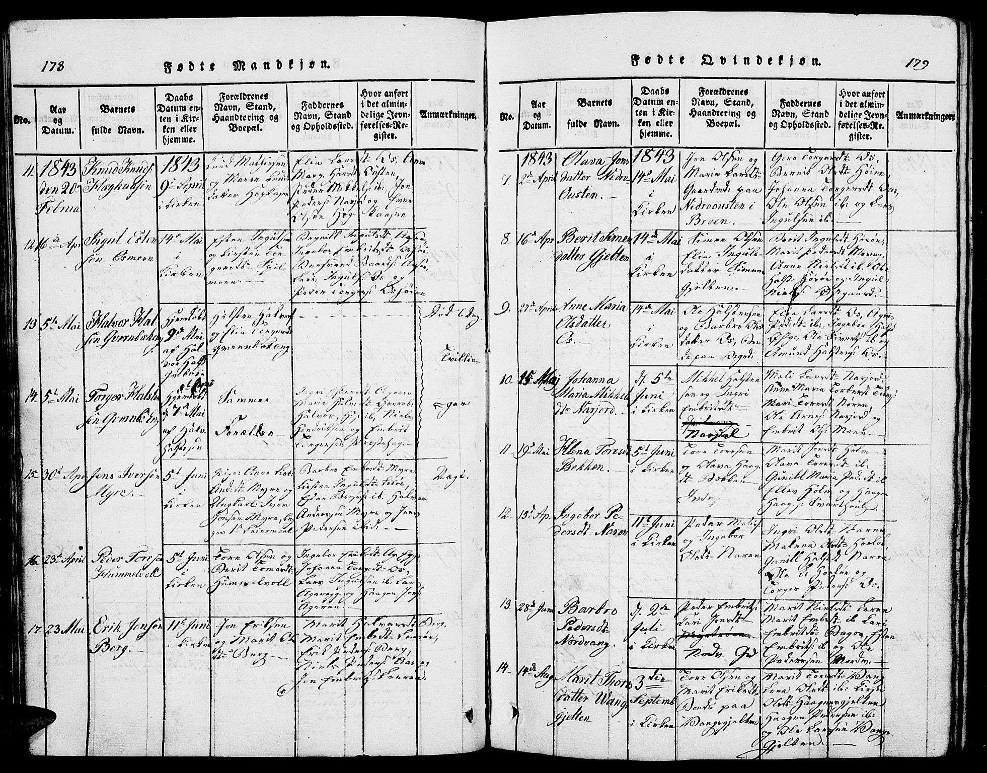 Tolga prestekontor, AV/SAH-PREST-062/L/L0002: Parish register (copy) no. 2, 1815-1844, p. 178-179