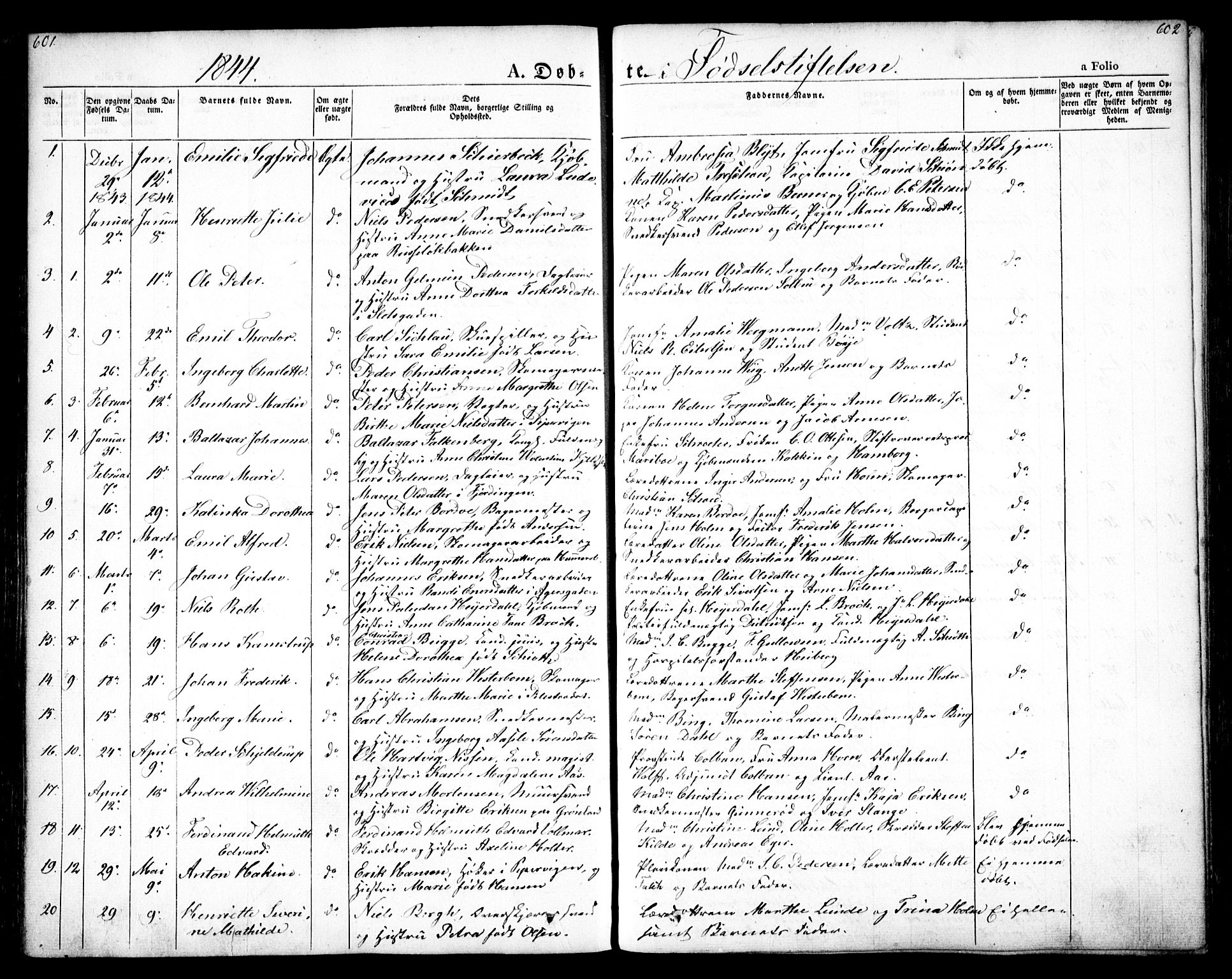 Oslo domkirke Kirkebøker, SAO/A-10752/F/Fa/L0012: Parish register (official) no. 12, 1837-1845, p. 601-602