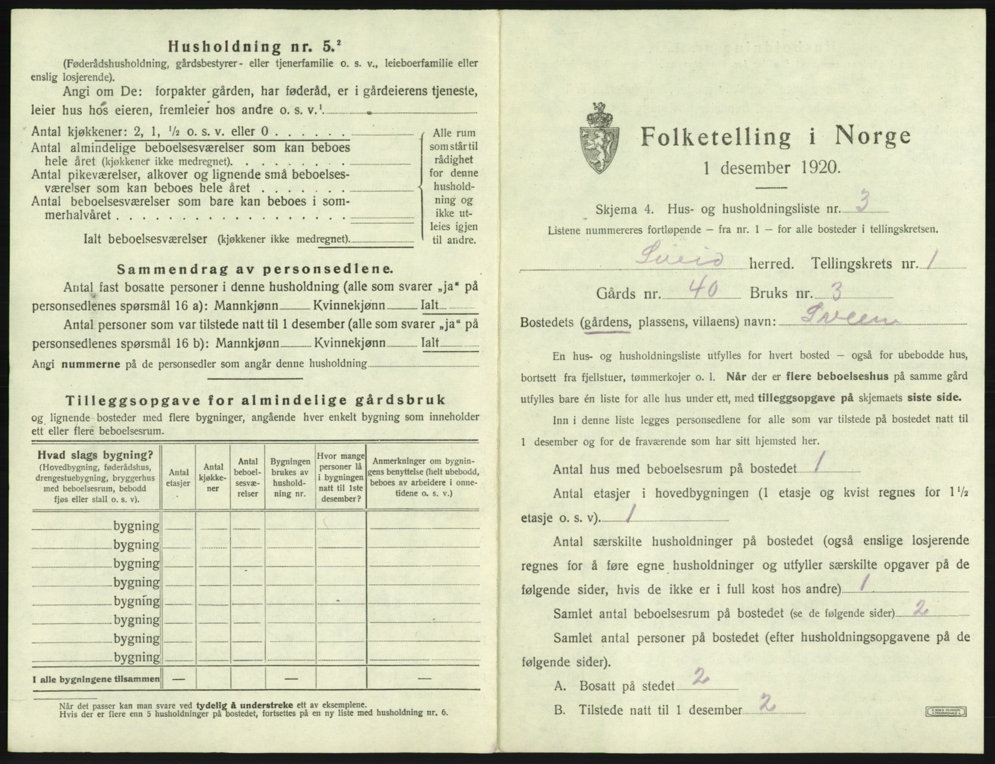 SAB, 1920 census for Sveio, 1920, p. 38