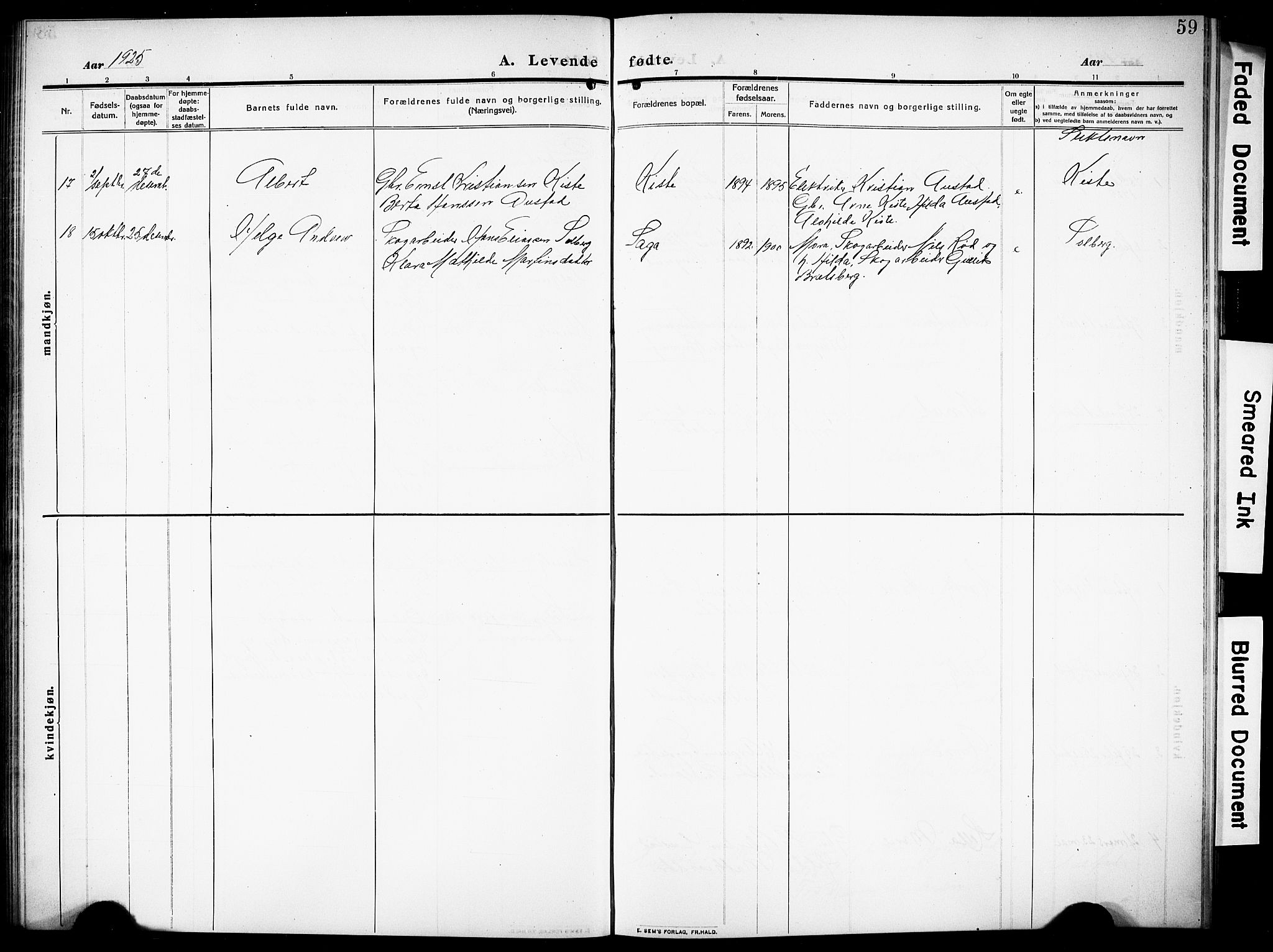 Siljan kirkebøker, SAKO/A-300/G/Ga/L0003: Parish register (copy) no. 3, 1909-1927, p. 59