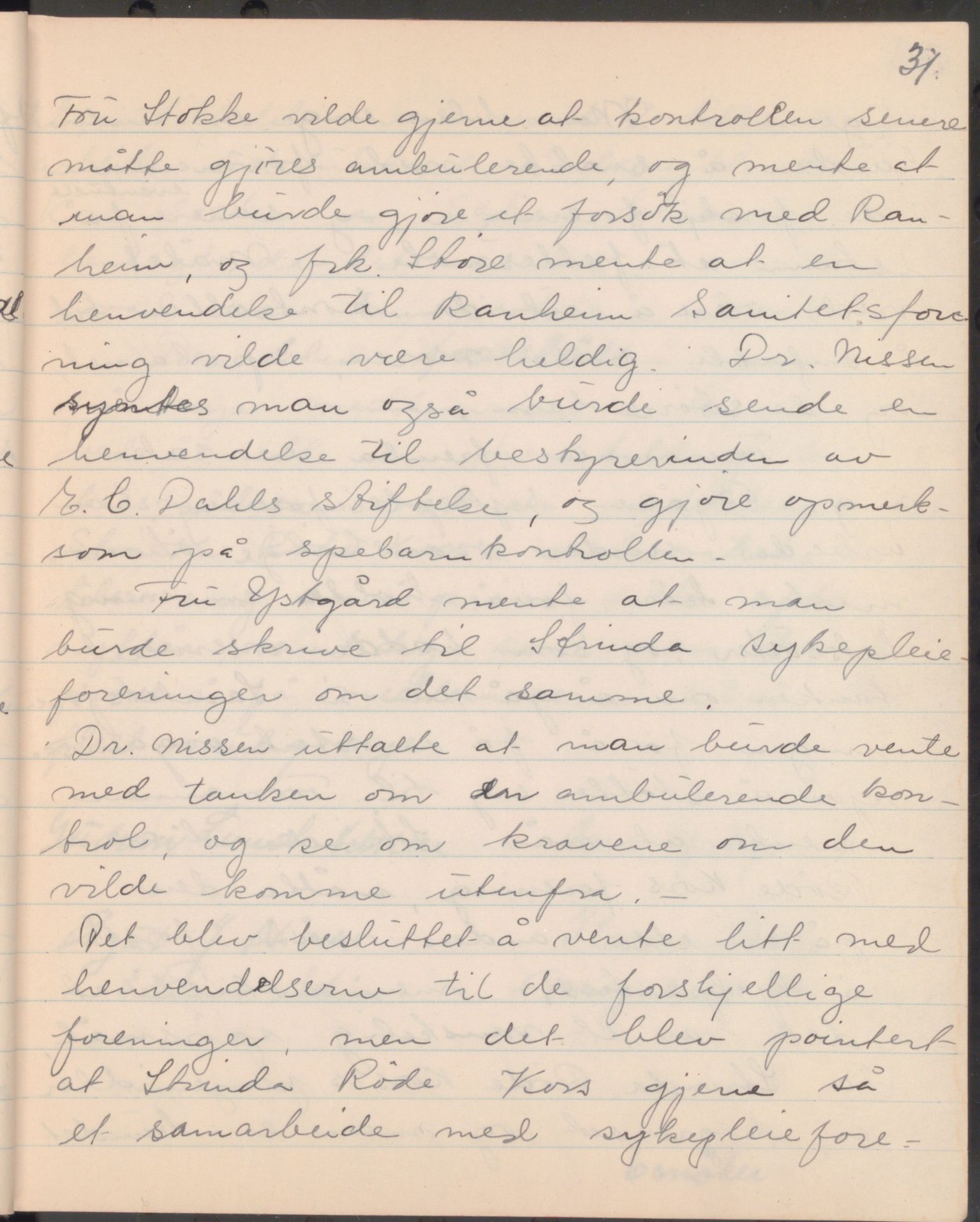 Trondheim Røde Kors, TRKO/PA-1204/A/Ab/L0002: Forhandlingsprotokoll for styret Strinda Røde Kors, 1935-1952, p. 36