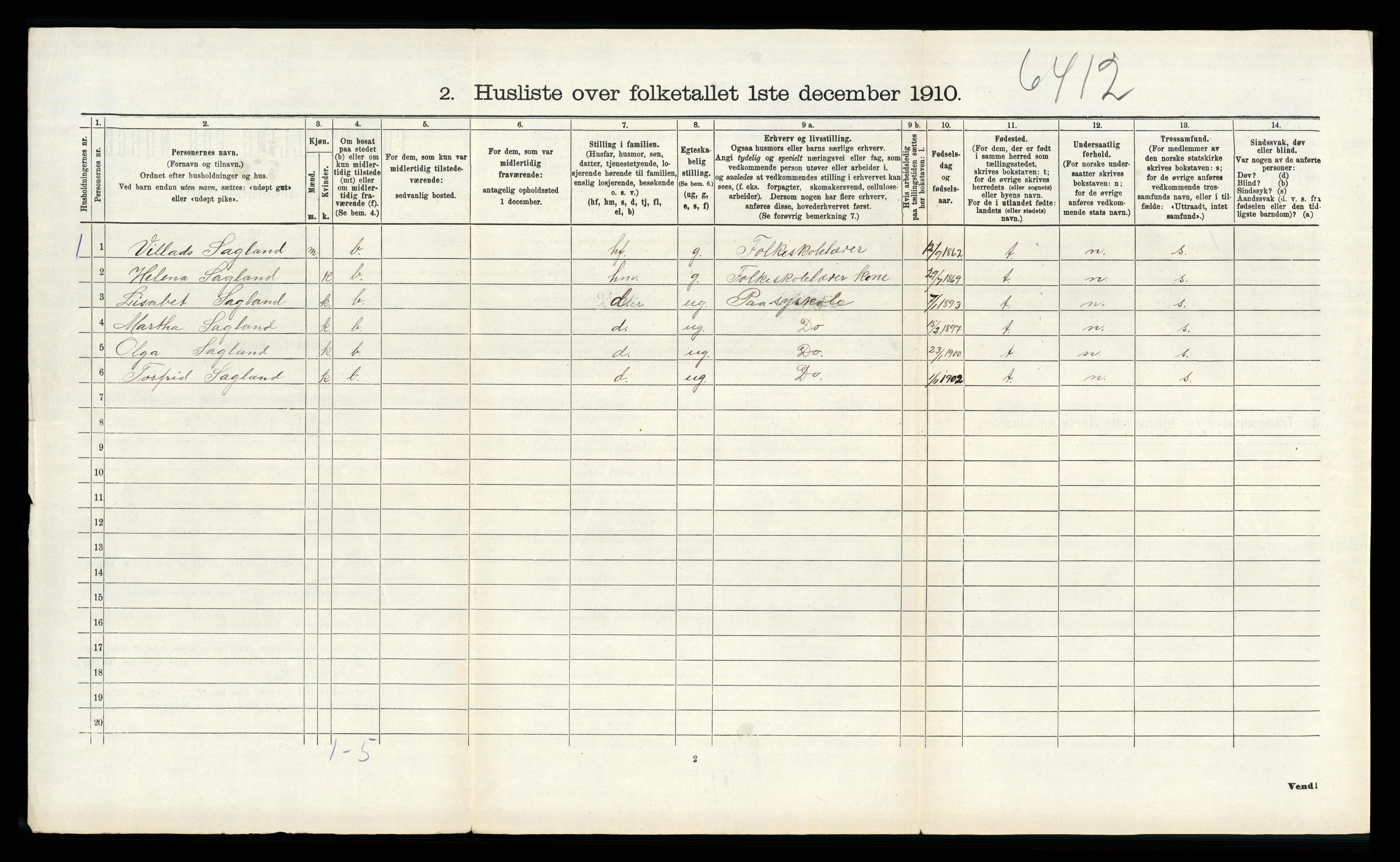 RA, 1910 census for Bjerkreim, 1910, p. 159