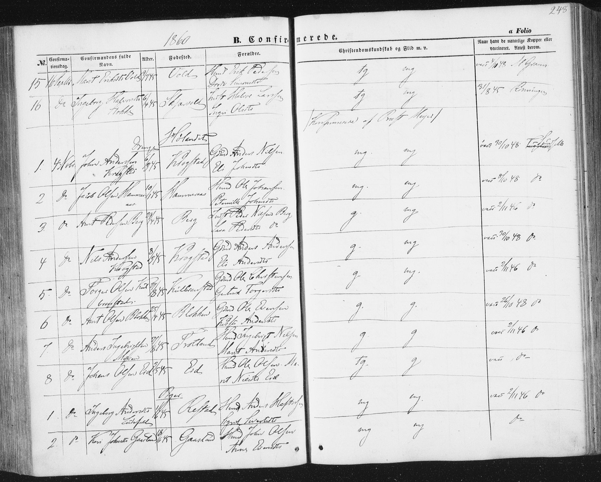 Ministerialprotokoller, klokkerbøker og fødselsregistre - Sør-Trøndelag, SAT/A-1456/691/L1076: Parish register (official) no. 691A08, 1852-1861, p. 248
