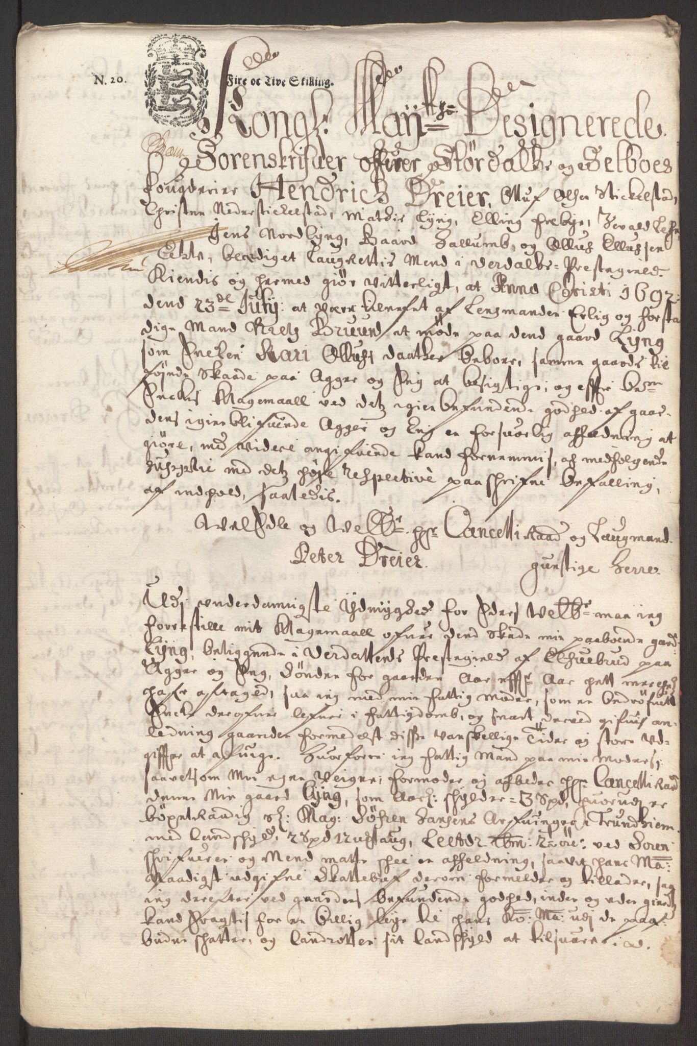 Rentekammeret inntil 1814, Reviderte regnskaper, Fogderegnskap, AV/RA-EA-4092/R62/L4185: Fogderegnskap Stjørdal og Verdal, 1692, p. 266