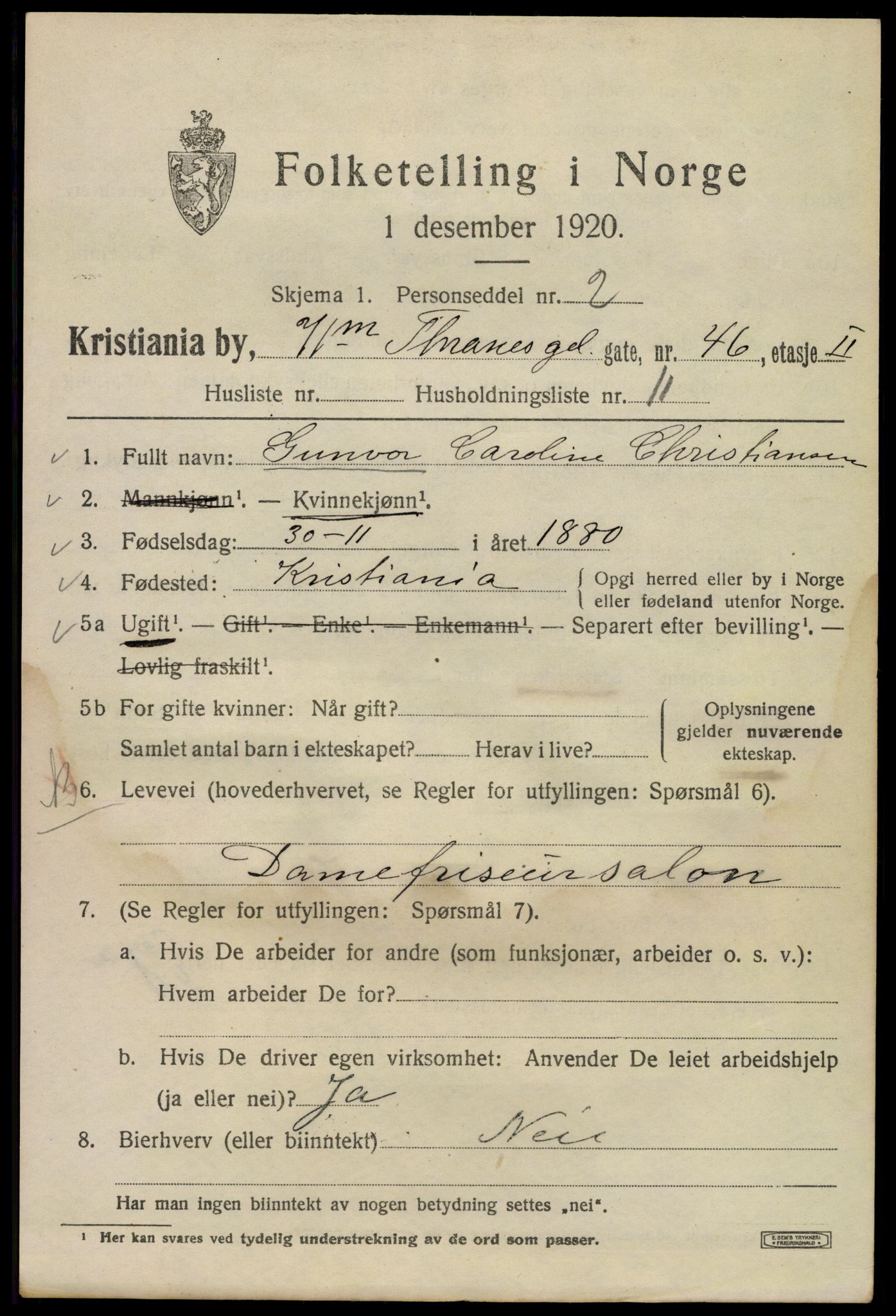 SAO, 1920 census for Kristiania, 1920, p. 647959