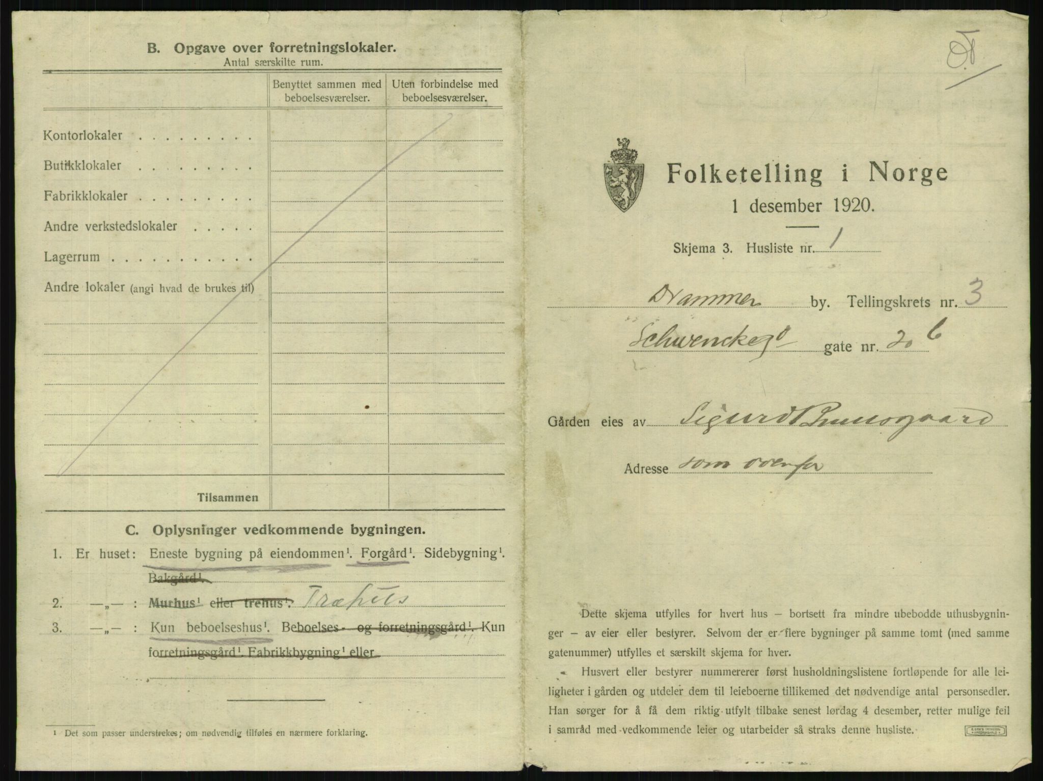 SAKO, 1920 census for Drammen, 1920, p. 1296