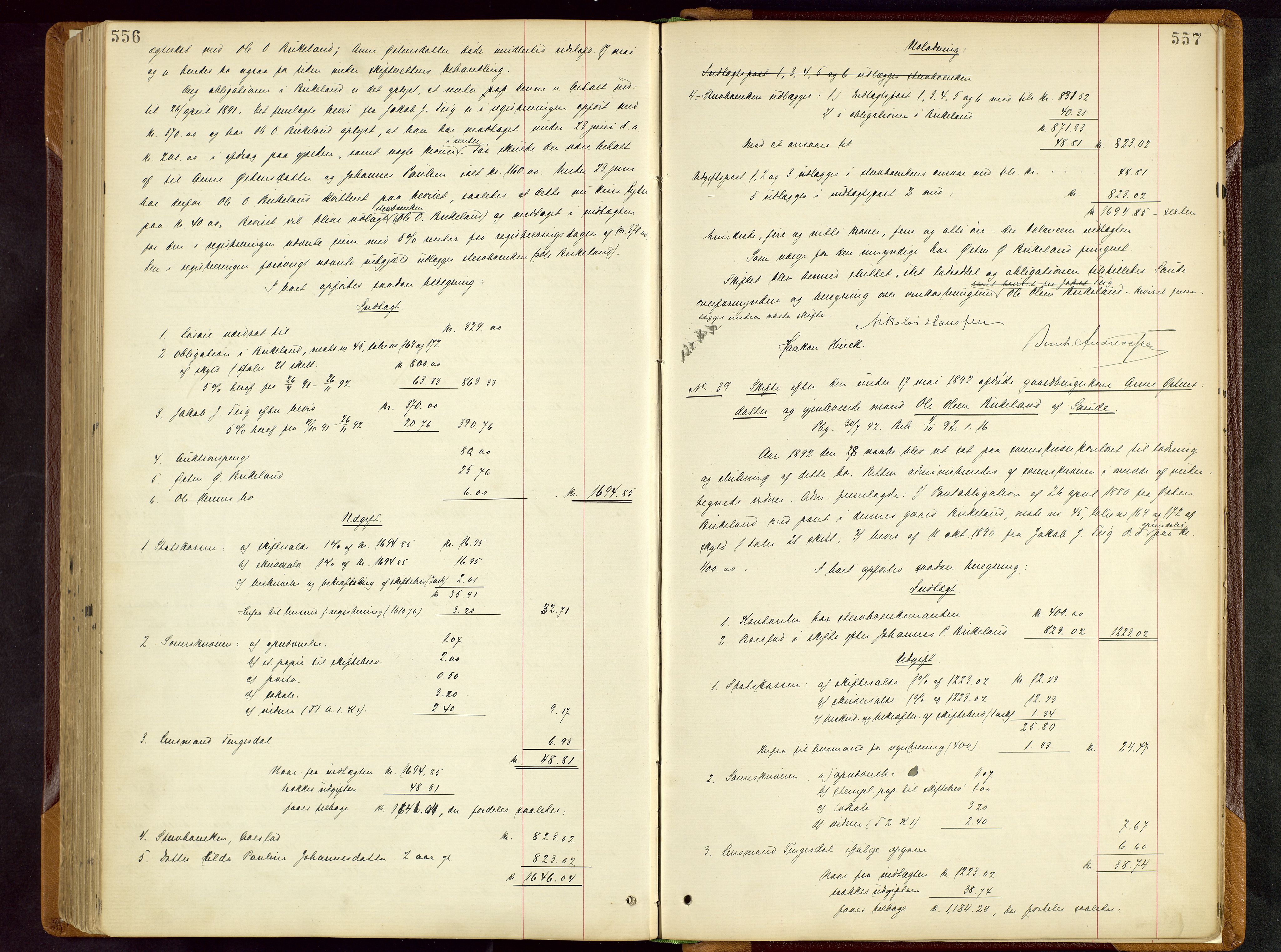 Ryfylke tingrett, AV/SAST-A-100055/001/IV/IVD/L0028: Skifteprotokoll, register i protokollen, 1885-1893, p. 556-557