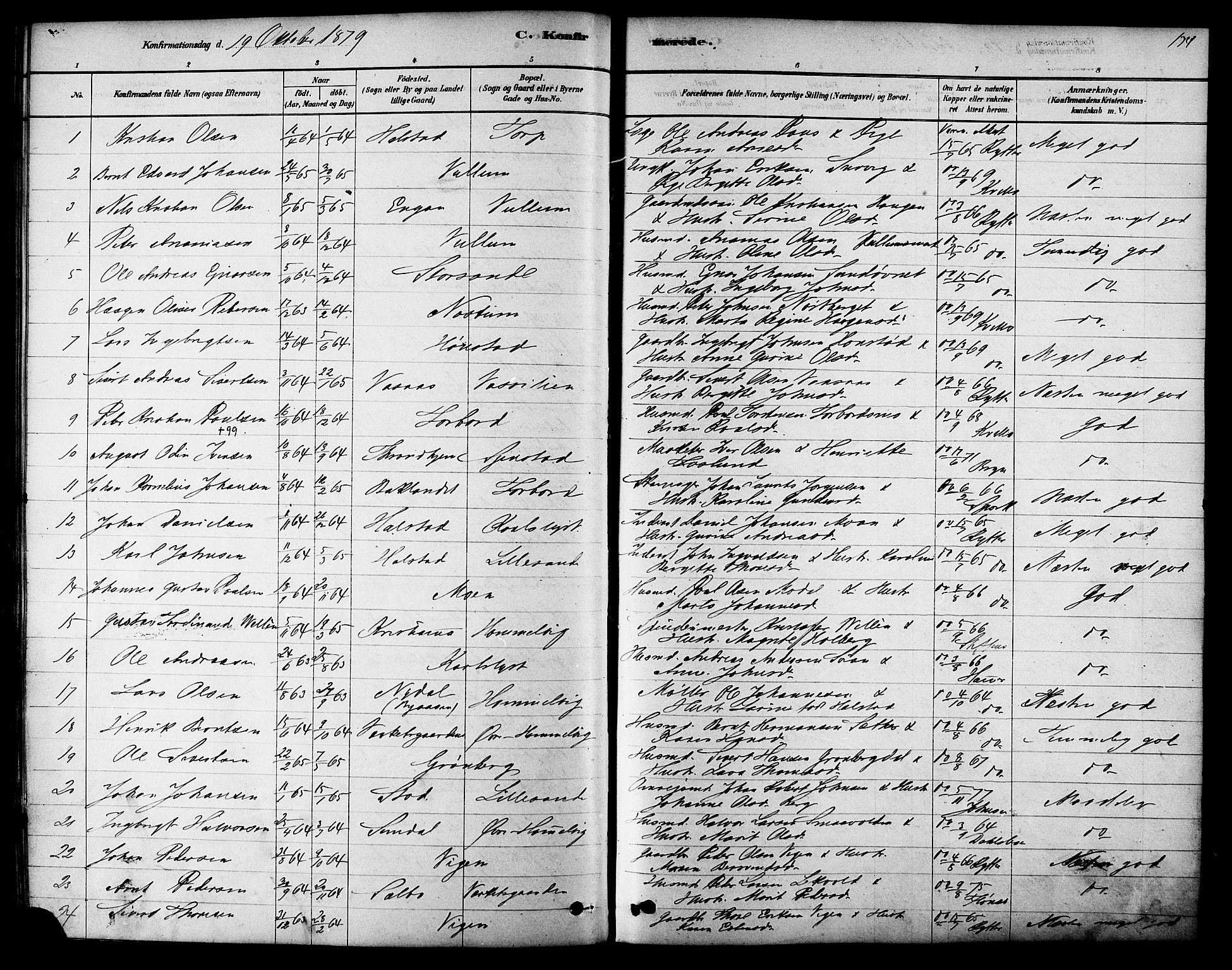 Ministerialprotokoller, klokkerbøker og fødselsregistre - Sør-Trøndelag, SAT/A-1456/616/L0410: Parish register (official) no. 616A07, 1878-1893, p. 134