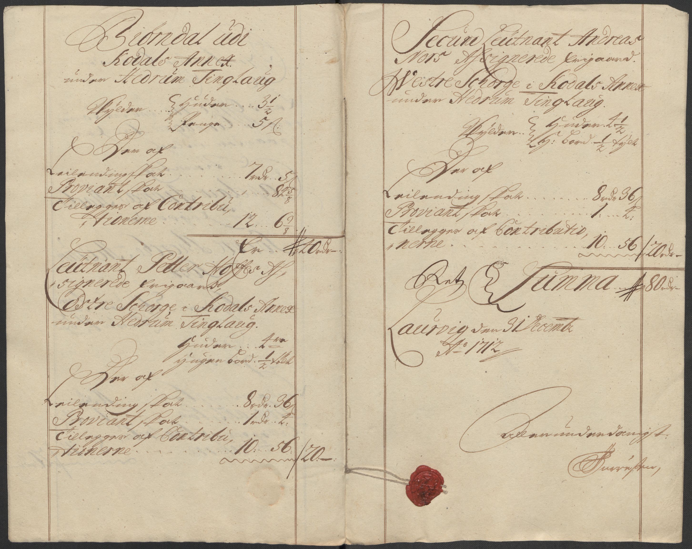 Rentekammeret inntil 1814, Reviderte regnskaper, Fogderegnskap, RA/EA-4092/R33/L1984: Fogderegnskap Larvik grevskap, 1712, p. 241