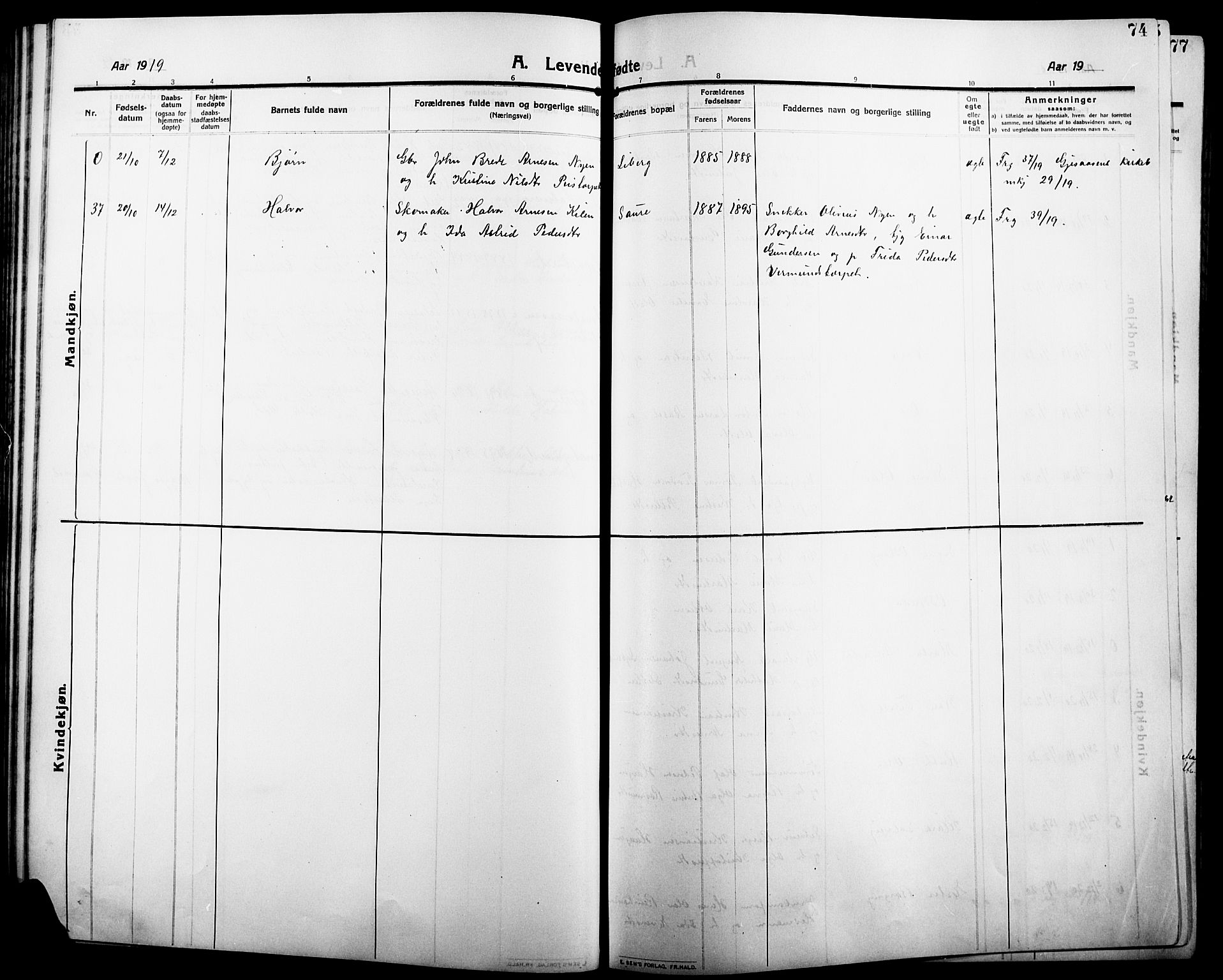 Åsnes prestekontor, SAH/PREST-042/H/Ha/Hab/L0007: Parish register (copy) no. 7, 1909-1926, p. 74