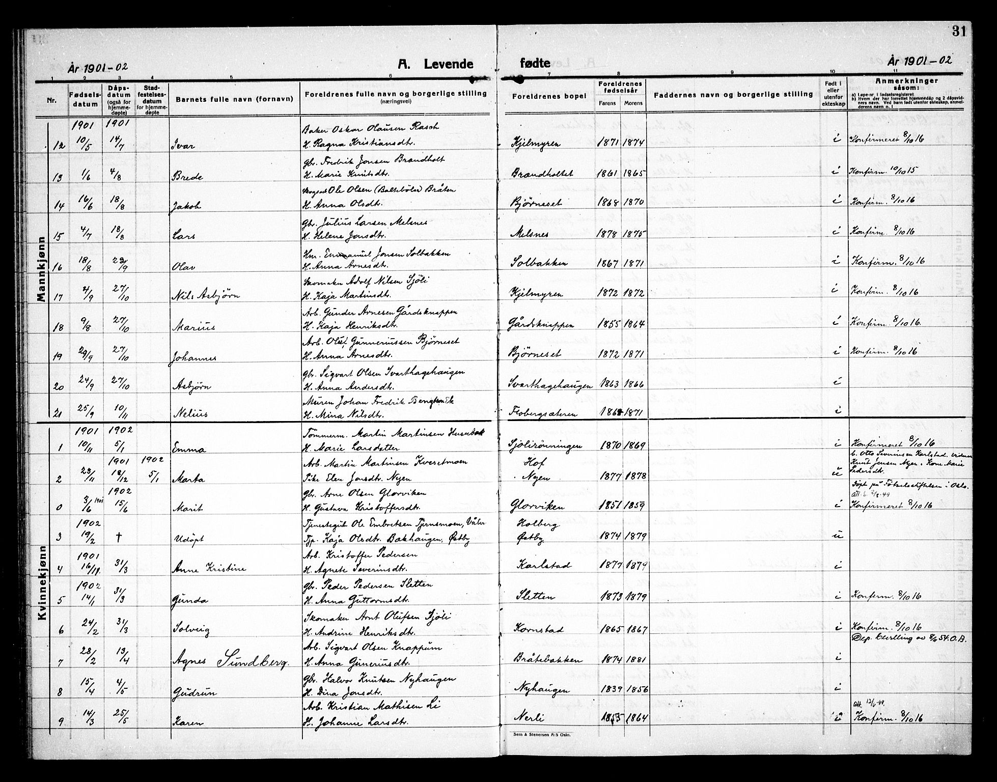 Åsnes prestekontor, AV/SAH-PREST-042/H/Ha/Haa/L0000D: Parish register (official) no. 0B, 1890-1929, p. 31