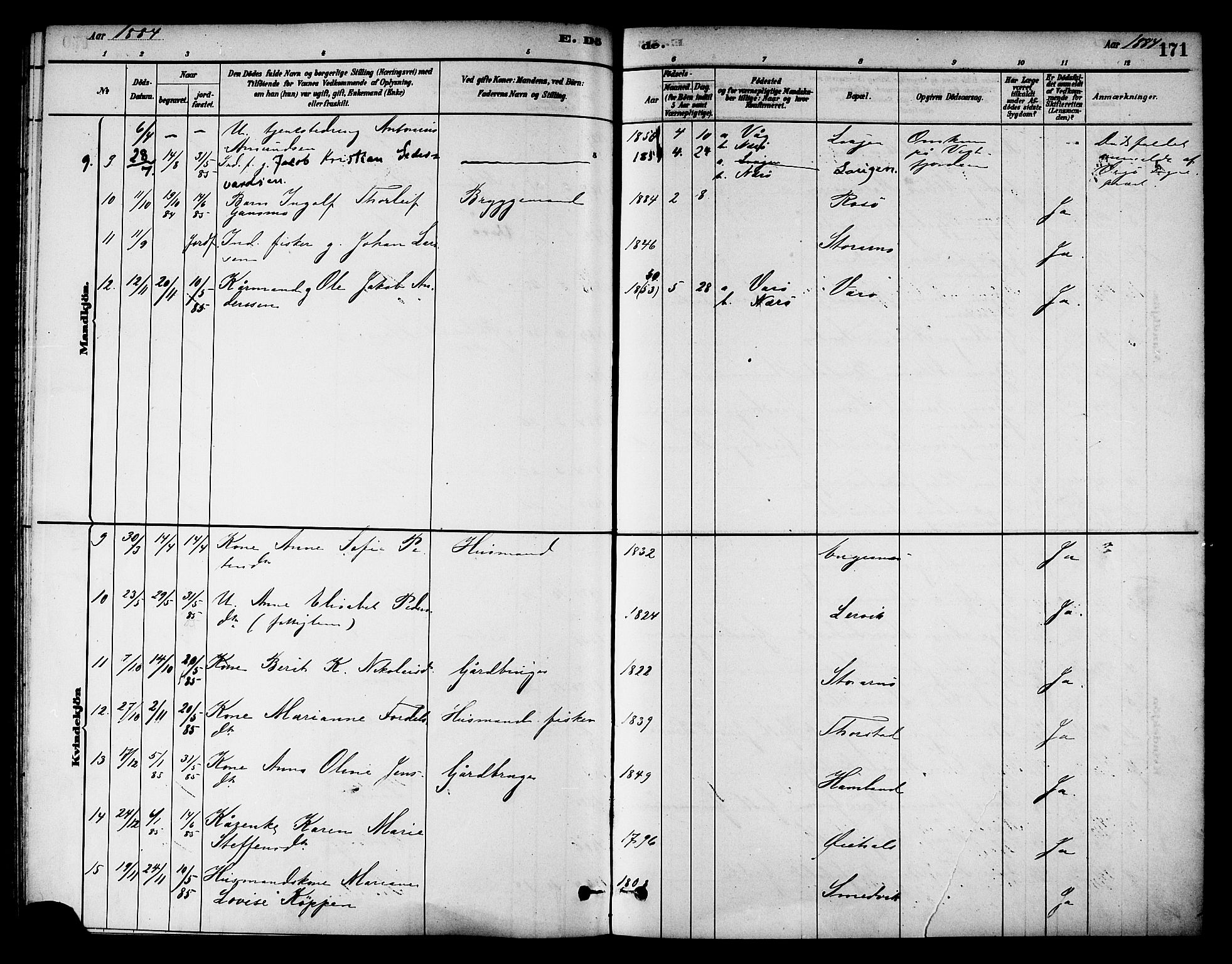 Ministerialprotokoller, klokkerbøker og fødselsregistre - Nord-Trøndelag, AV/SAT-A-1458/784/L0672: Parish register (official) no. 784A07, 1880-1887, p. 171